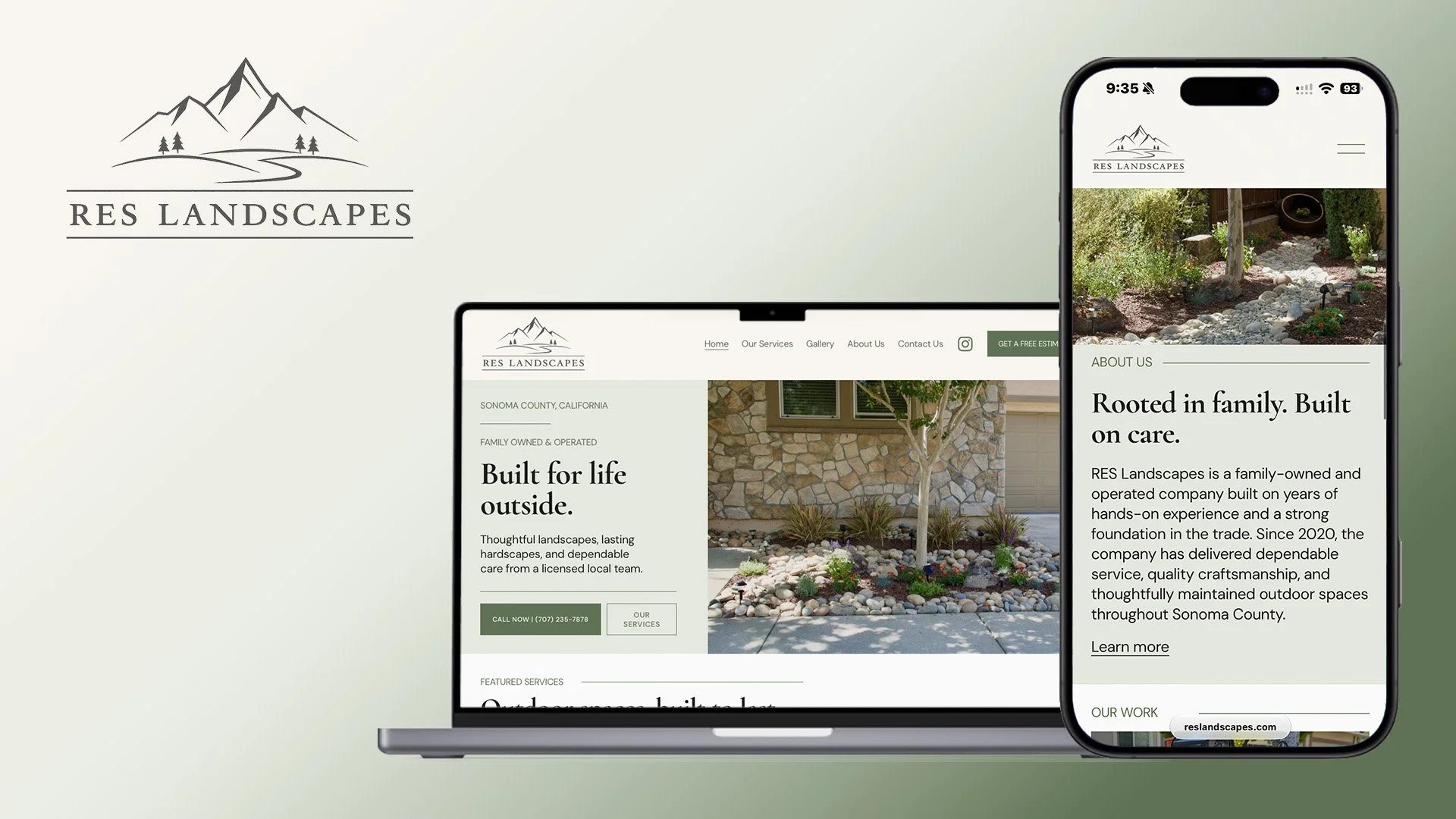 RES Landscapes website design in Sonoma County.
