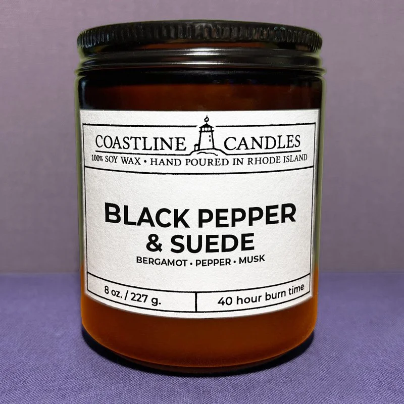 Black Pepper & Suede - 8 oz soy wax candle