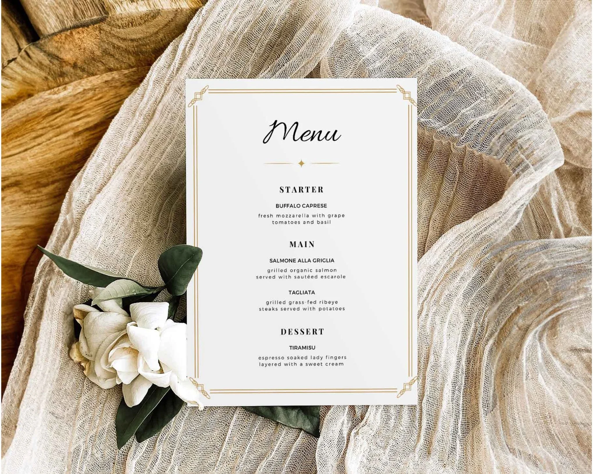 Bordered Minimalist Menu