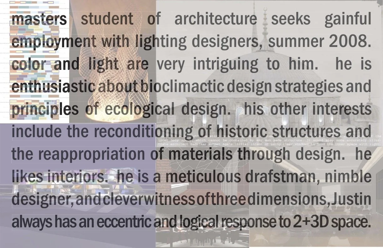 Lighting Internship Portfolio, Summer 2008