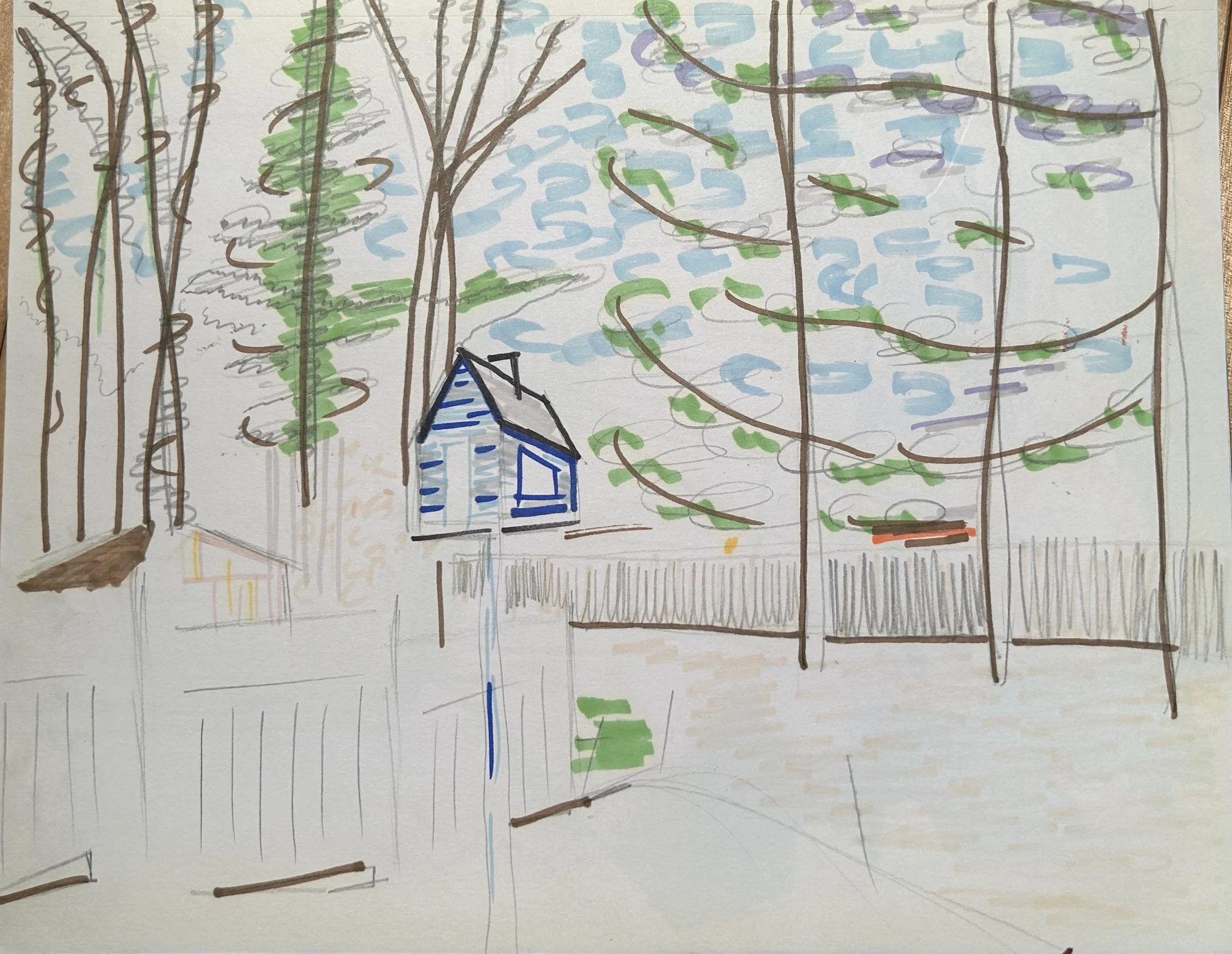 Sharpee & Prismacolor Landscape, Clifton Park, NY, 2020
