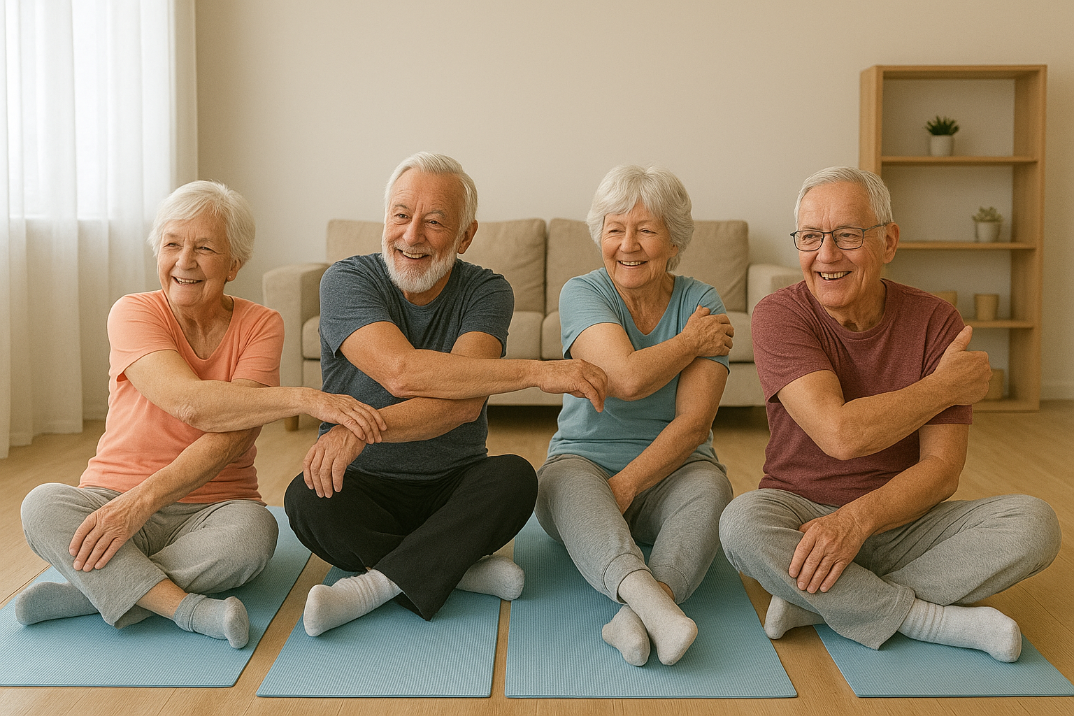 Seniors Exercising in Cozy Living Room.png
