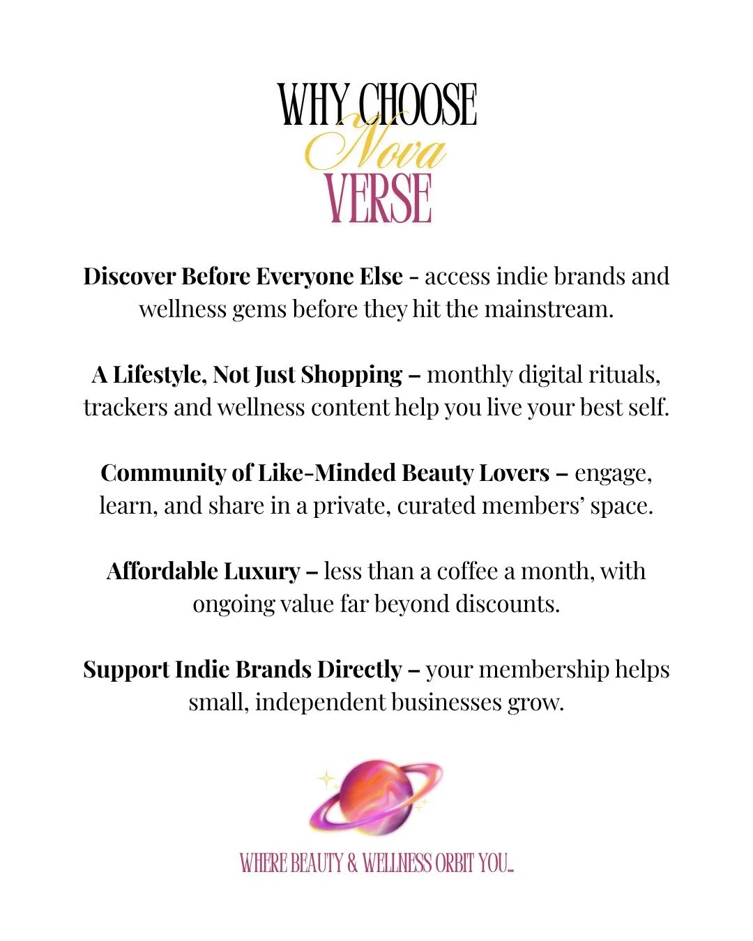 Why Choose @novaverse.world 💜

Join now: www.novaverse.world

#novaverse.world #beauty #wellness #indie #indiebrands #indiebeauty #indiewellness #community