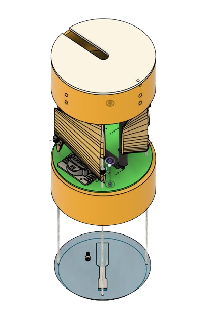 A disassembled mechanical clock showing the internal gears, circuit board, and battery.