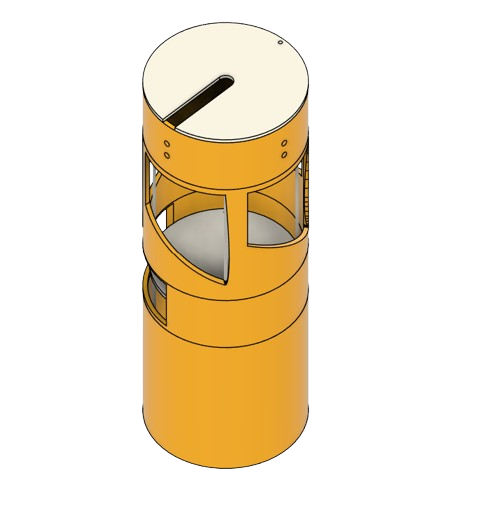 Illustration of a laser turret with a rotating barrel and color-coded laser beams.