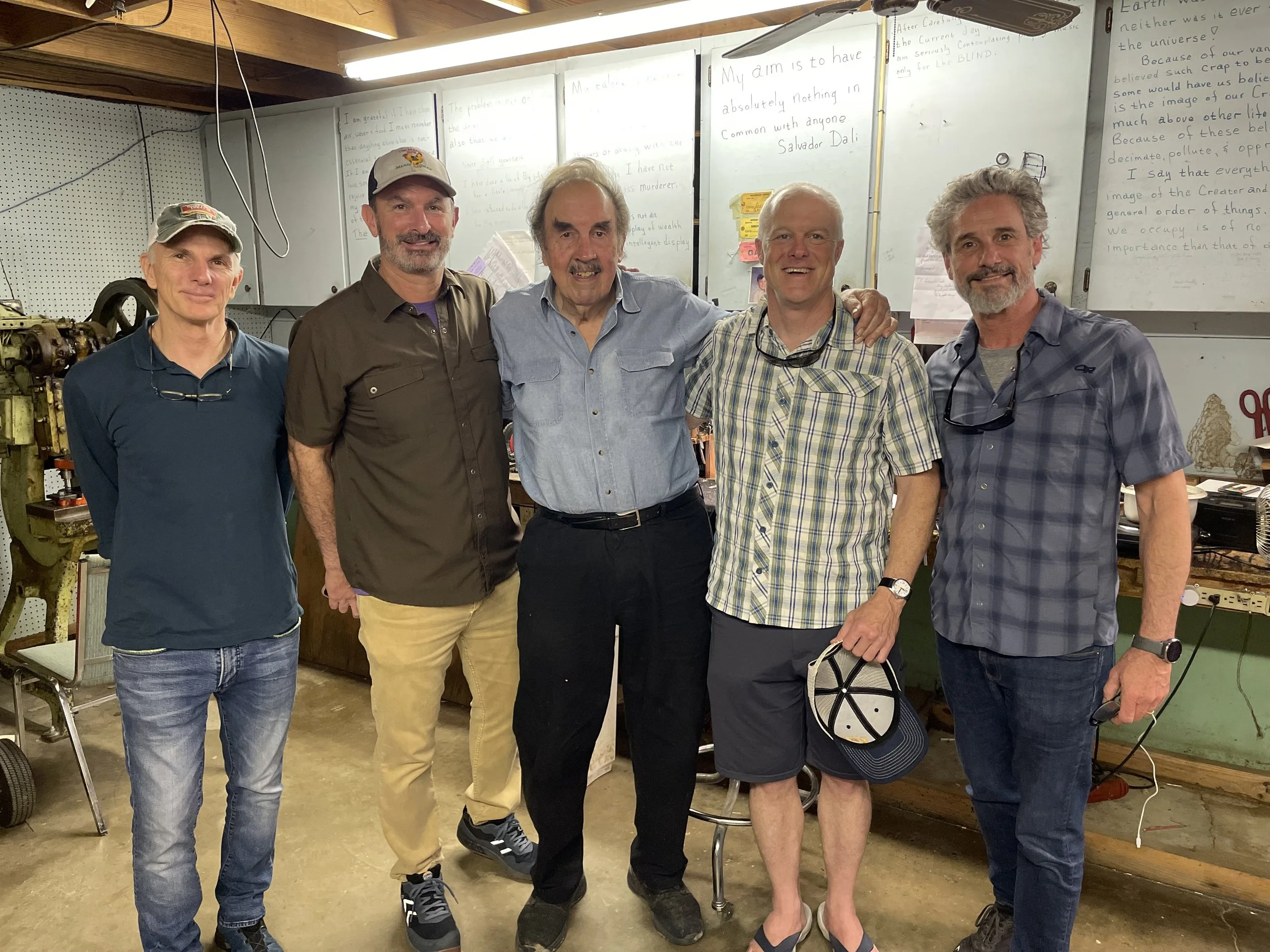 Marc Savoy (center) with Kraska & crew in the master's accordion workshop 2024 