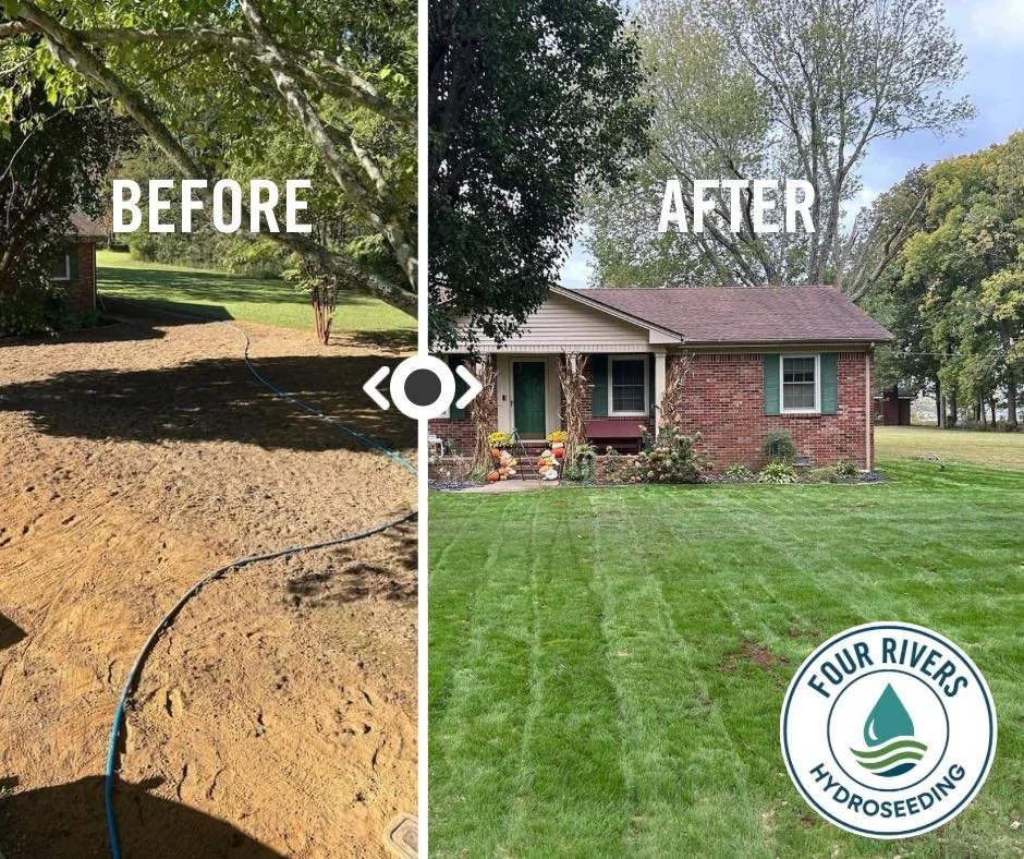 There&rsquo;s nothing better than seeing the transformation from bare ground to a full, healthy lawn! 💪

At Four Rivers Hydroseeding, we take pride in turning bare ground into healthy, green lawns that last.
We work with homeowners, contractors, and