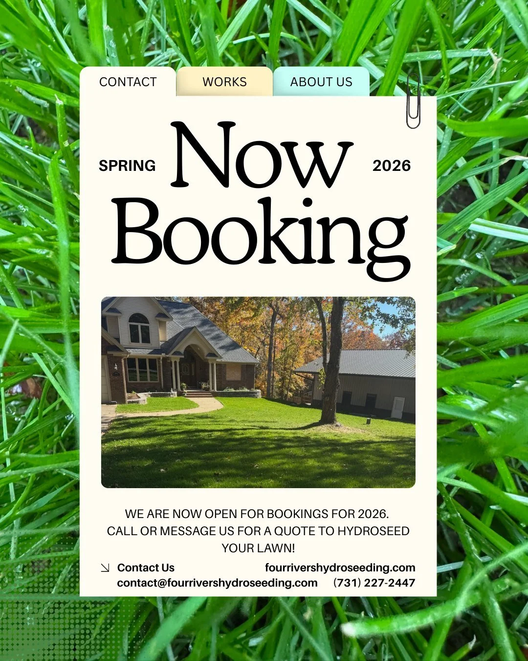 Spring fills up fast 🌸 Lock in your hydroseeding spot now and be ready when growing season starts.