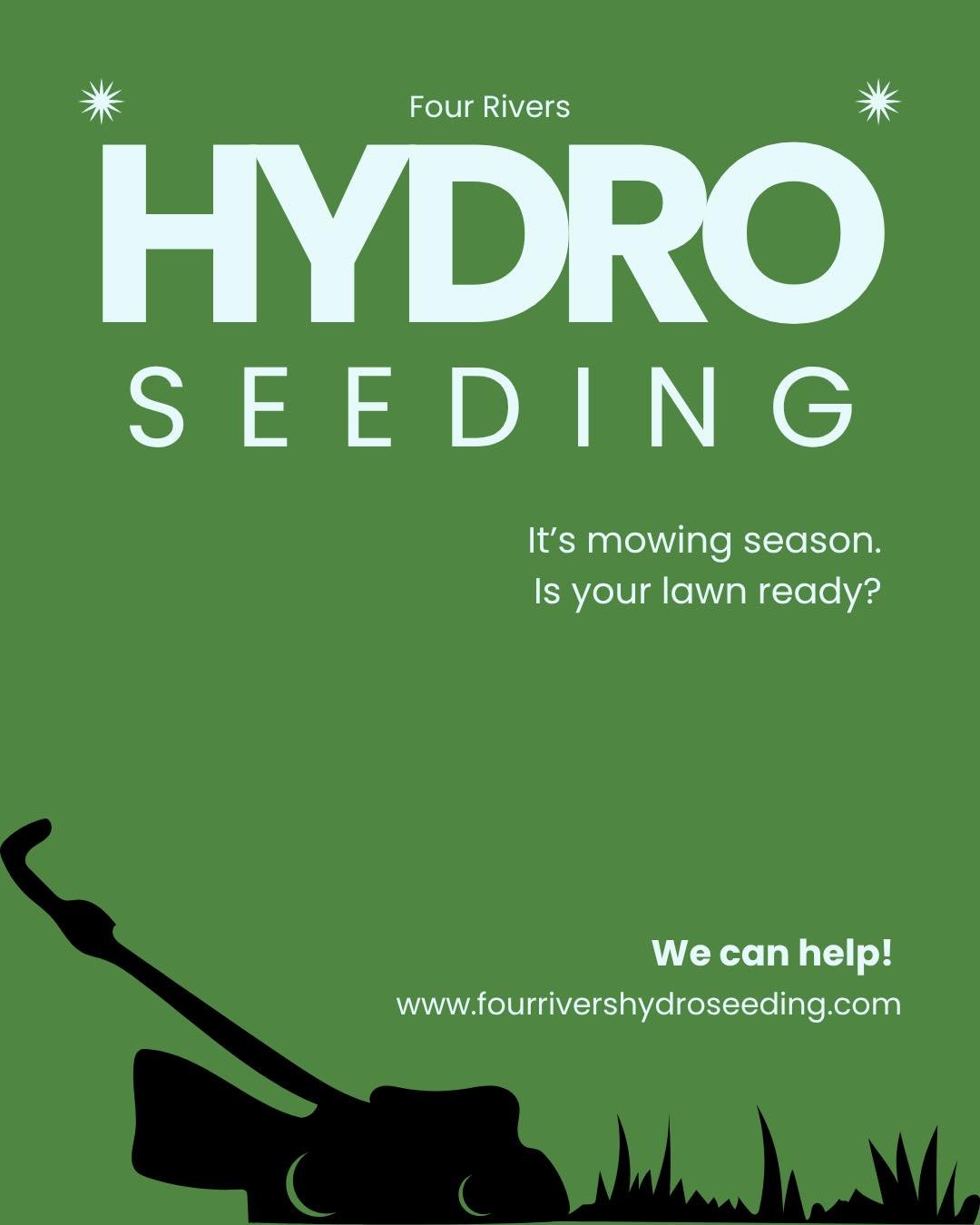 Mowing season is here ☀️🌱 The question is&hellip; do you have a lawn worth mowing? Now&rsquo;s the time to hydroseed and get growing. #FourRiversHydroseeding #MowingSeason