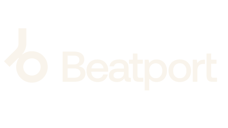 Beatport logo with a stylized musical note and text in white on a black background.