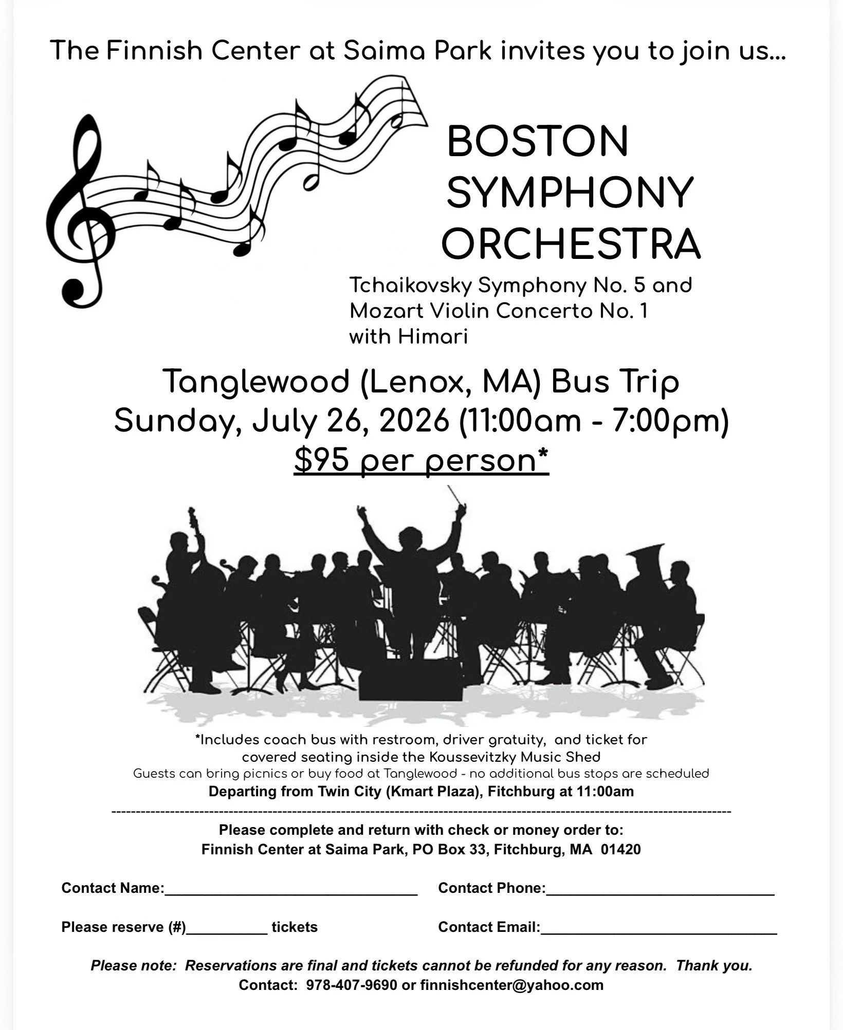 Reserve Tickets for the BSO Bus Trip