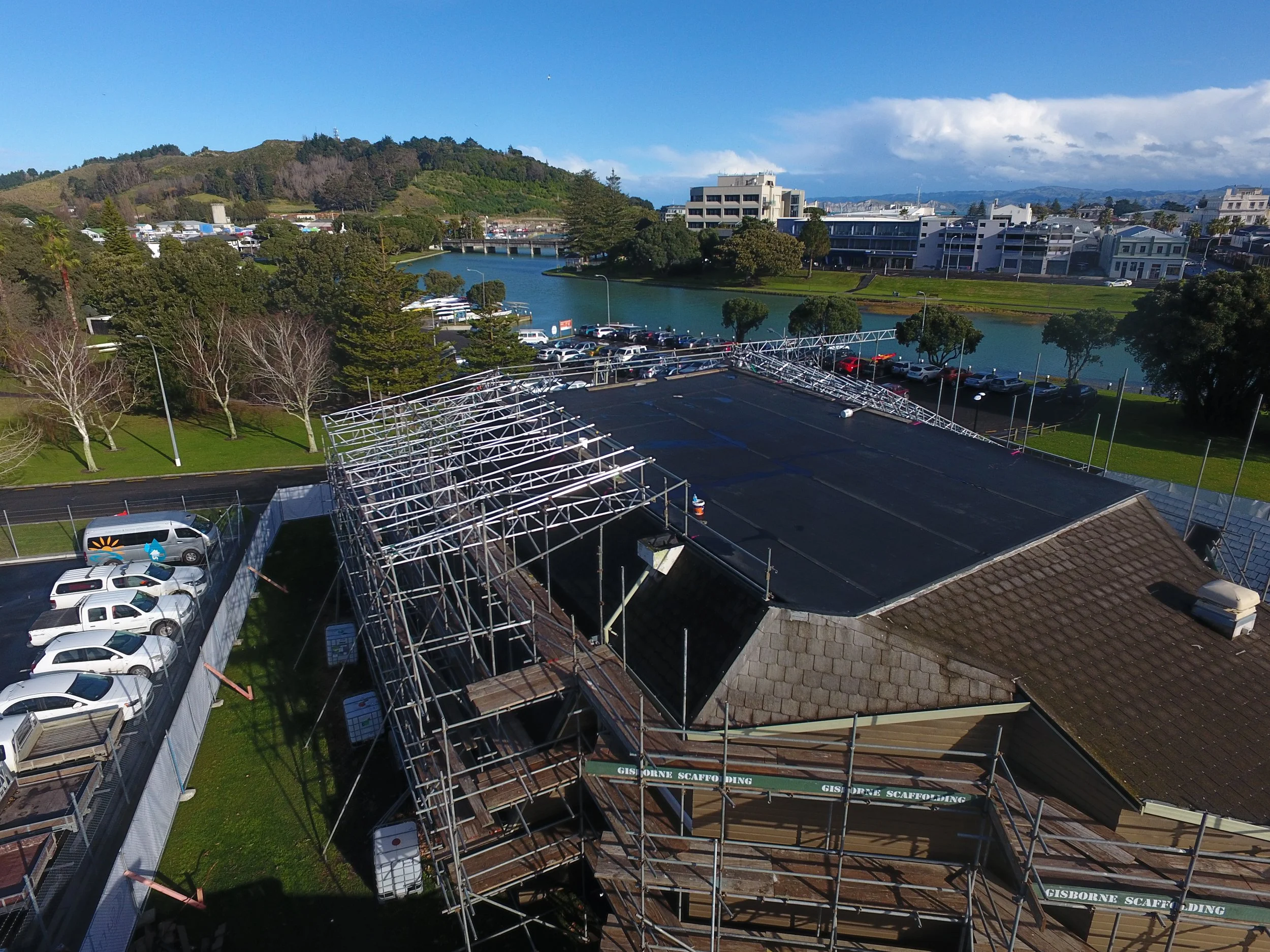 Gisborne Scaffolding completed edge protection system scaffold for Gisborne District Council at the local Lawson Field Theatre.