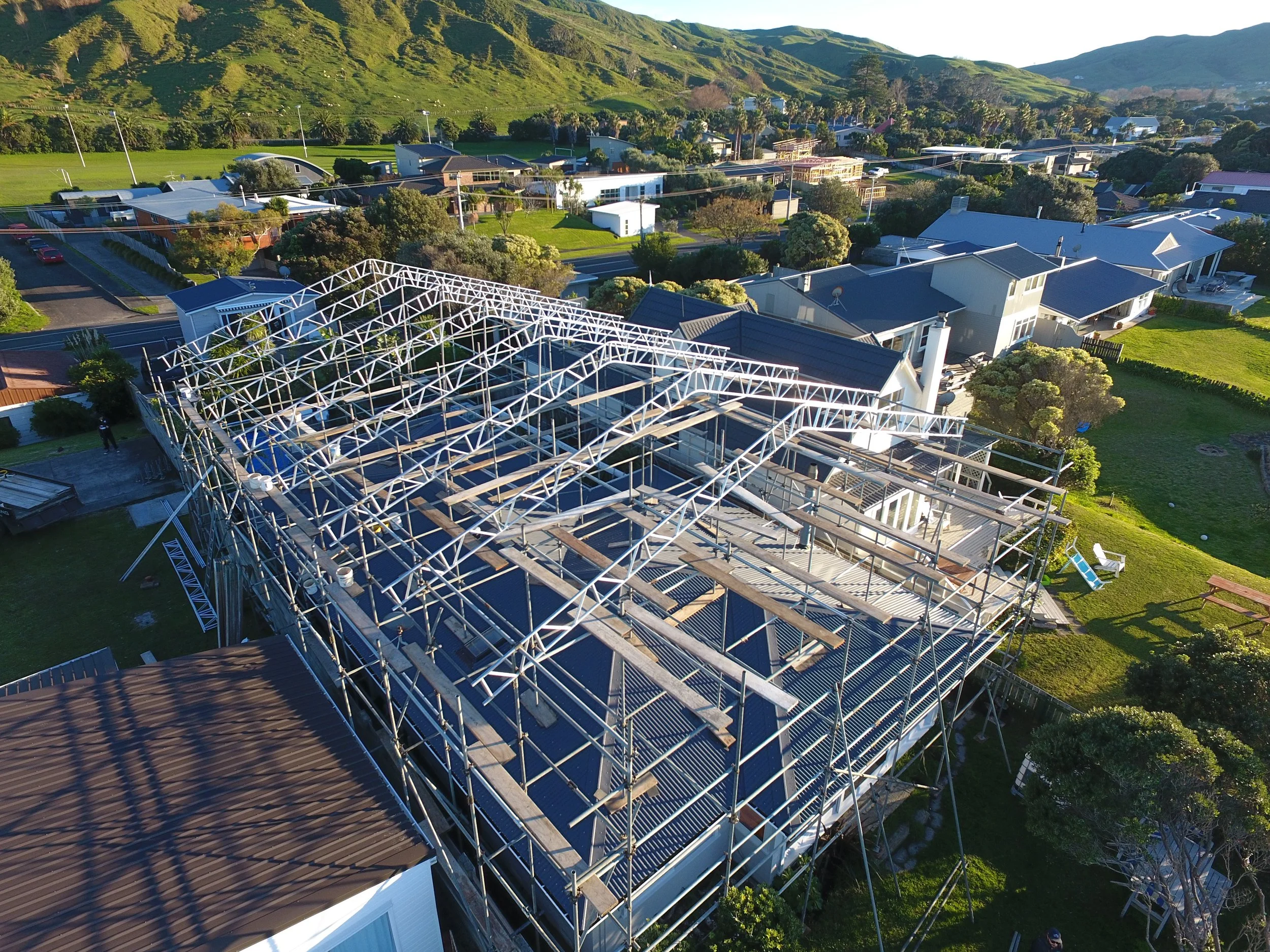 temporary roofing on a residential house at wainui