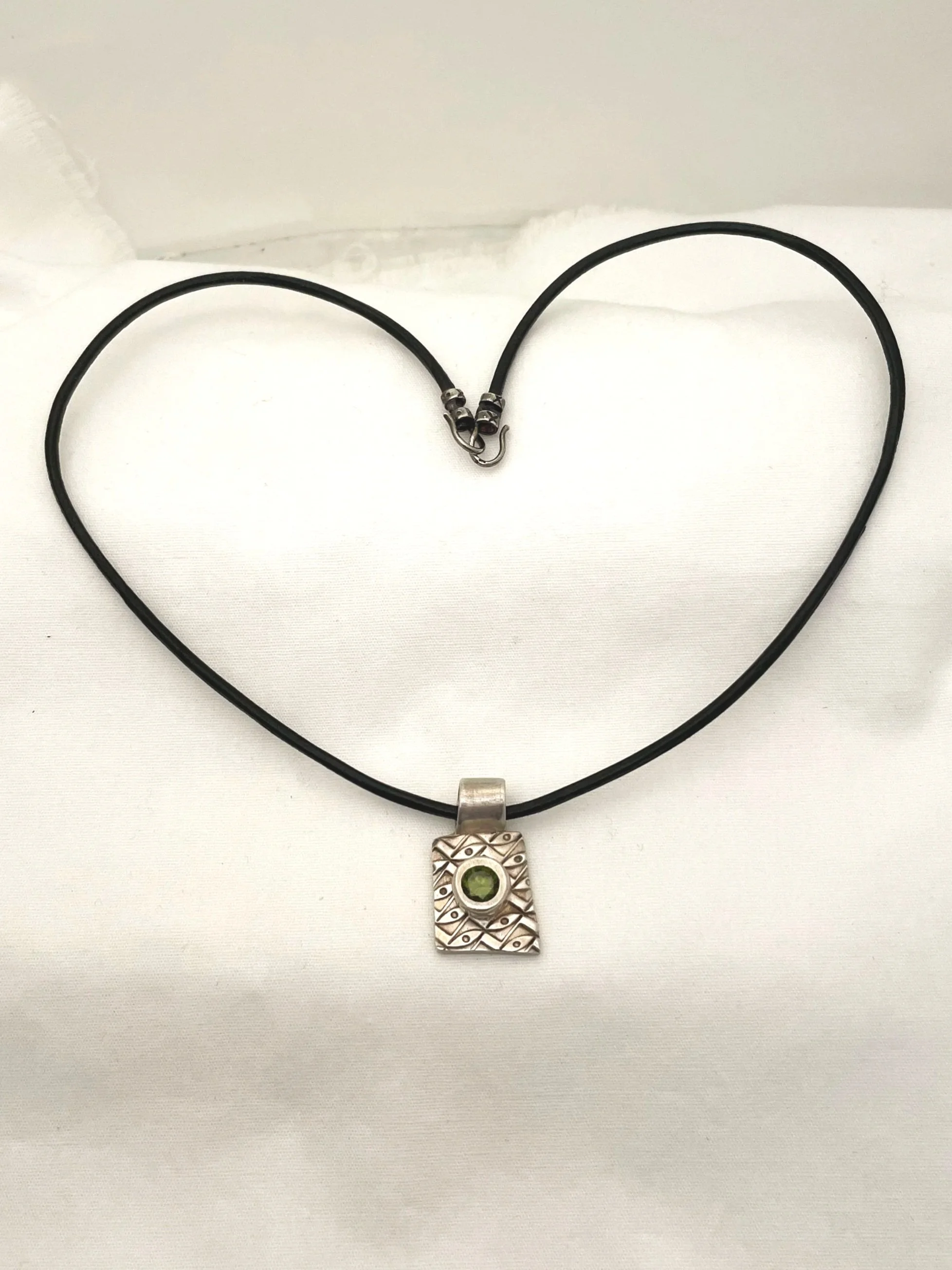 IMG_6190.jpg No Rules Necklace  Handcrafted Silver Pendant with Peridot-CZ | Rocky Roots Outpost