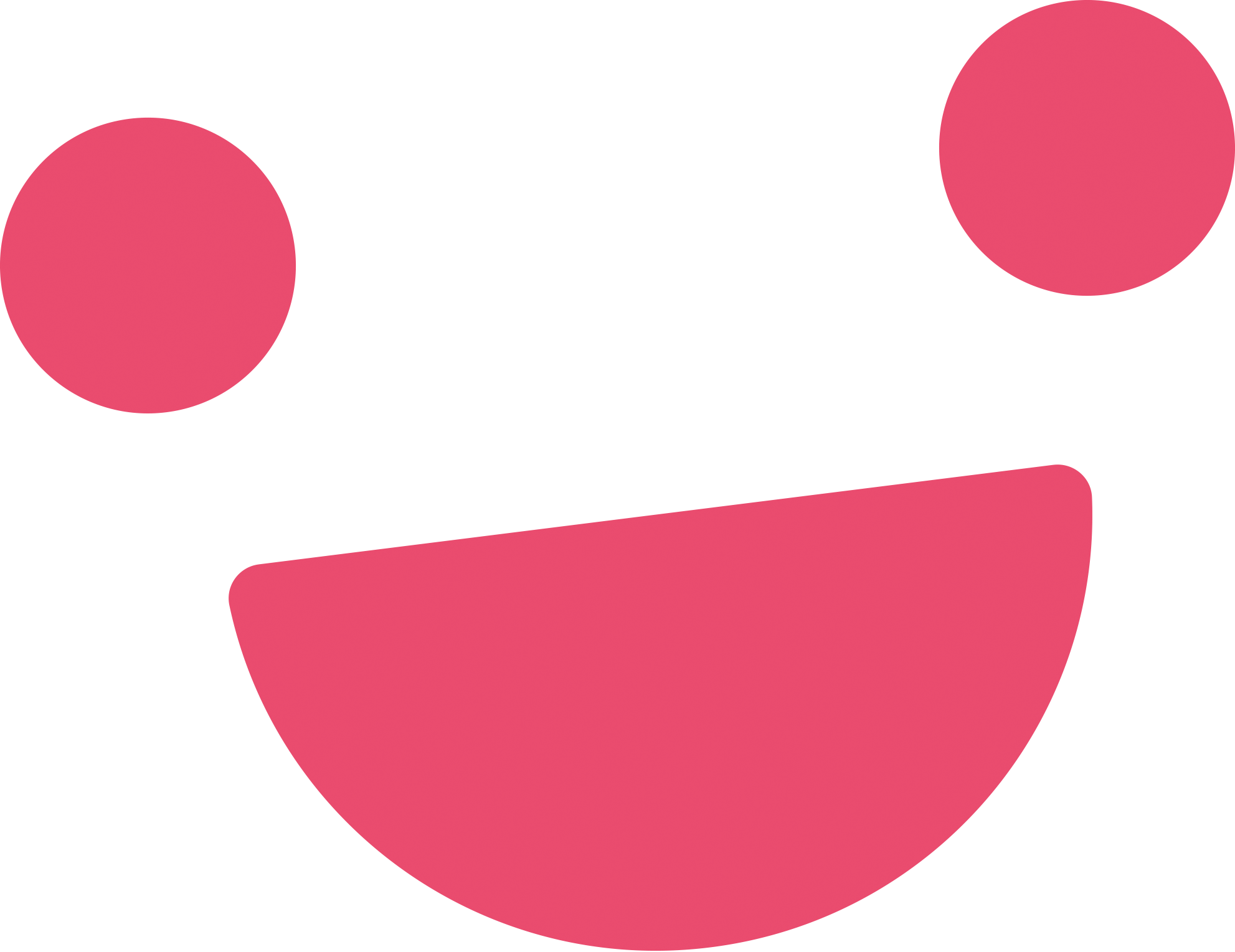 Stylized smiling face made of pink circles for eyes and a curved pink shape for a mouth on a black background.
