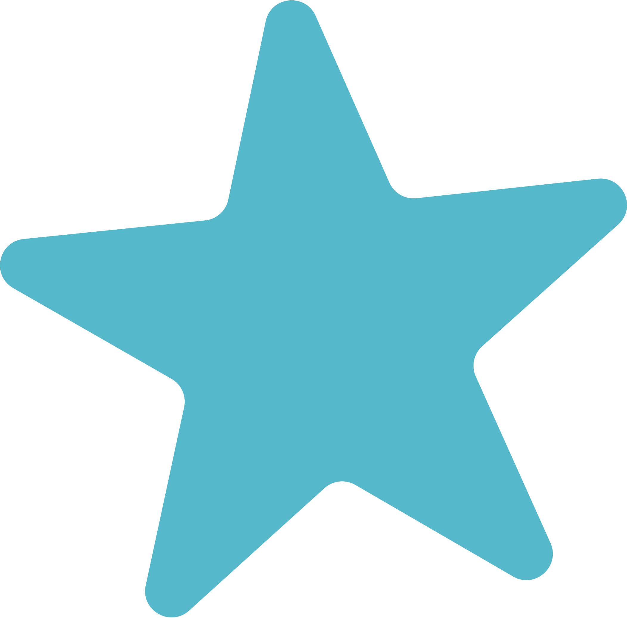 A large five-pointed star with a blue fill and black outline.