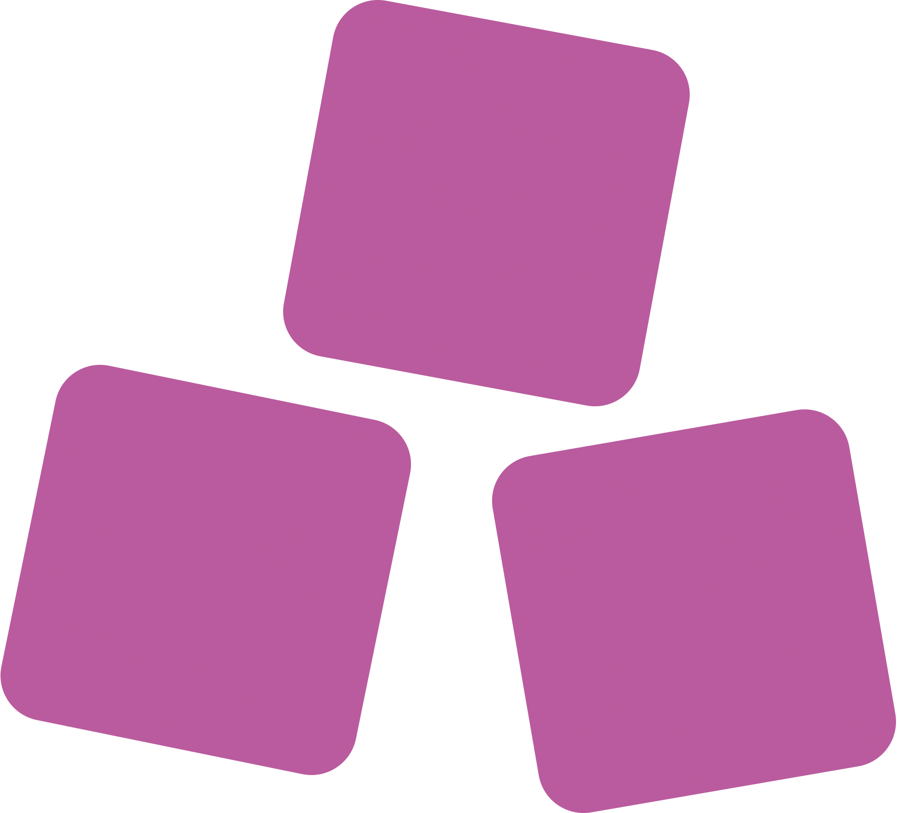 Three lavender-colored playing cards spread out on a black background.