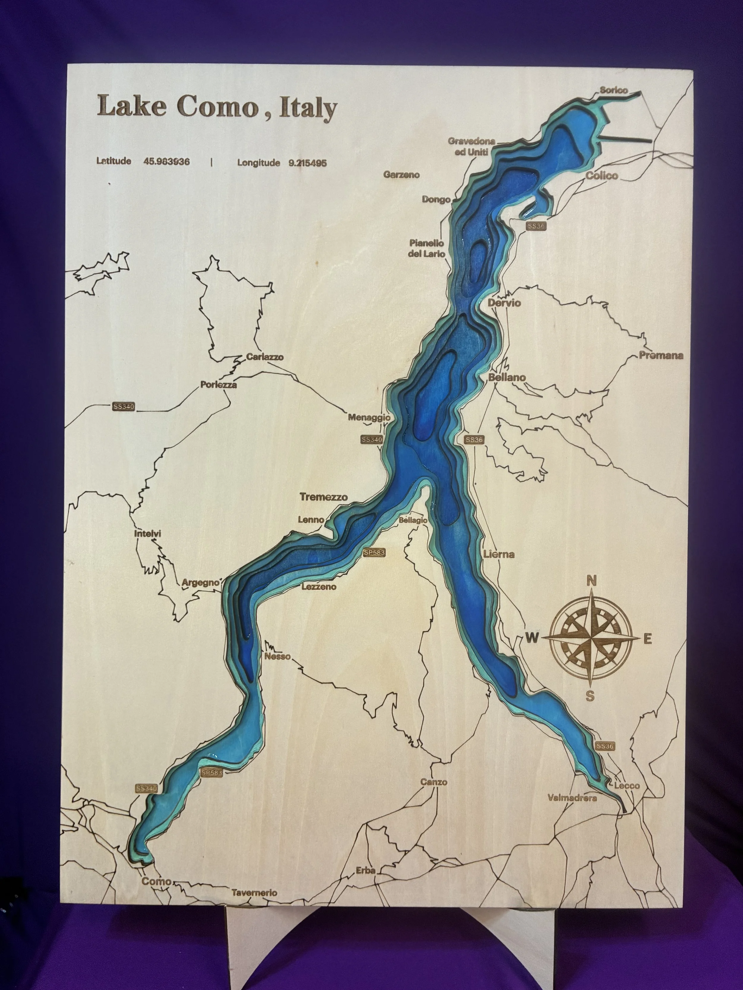 Custom Layered Lake Map Wall Art