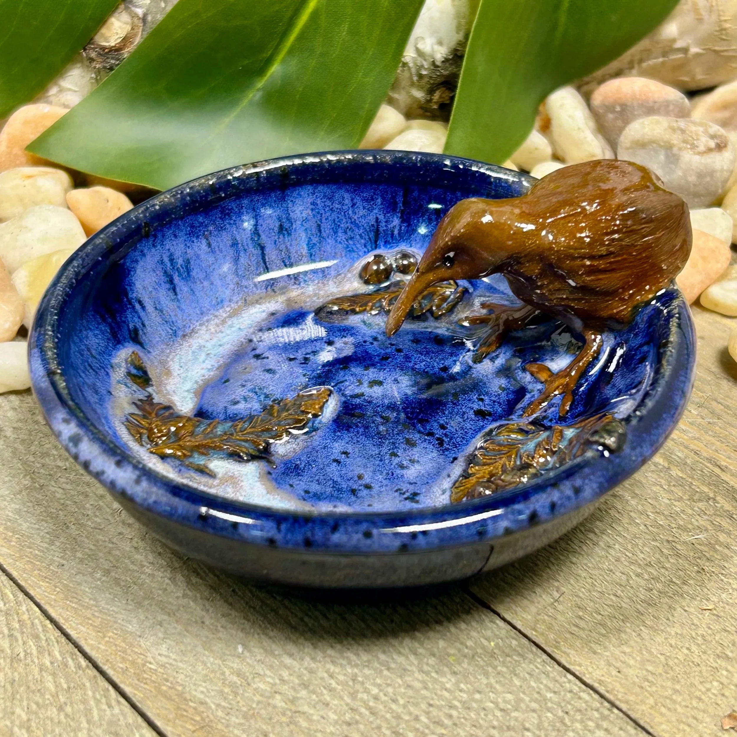 Ceramic Kiwi Bird Trinket Bowl Jewelry Dish