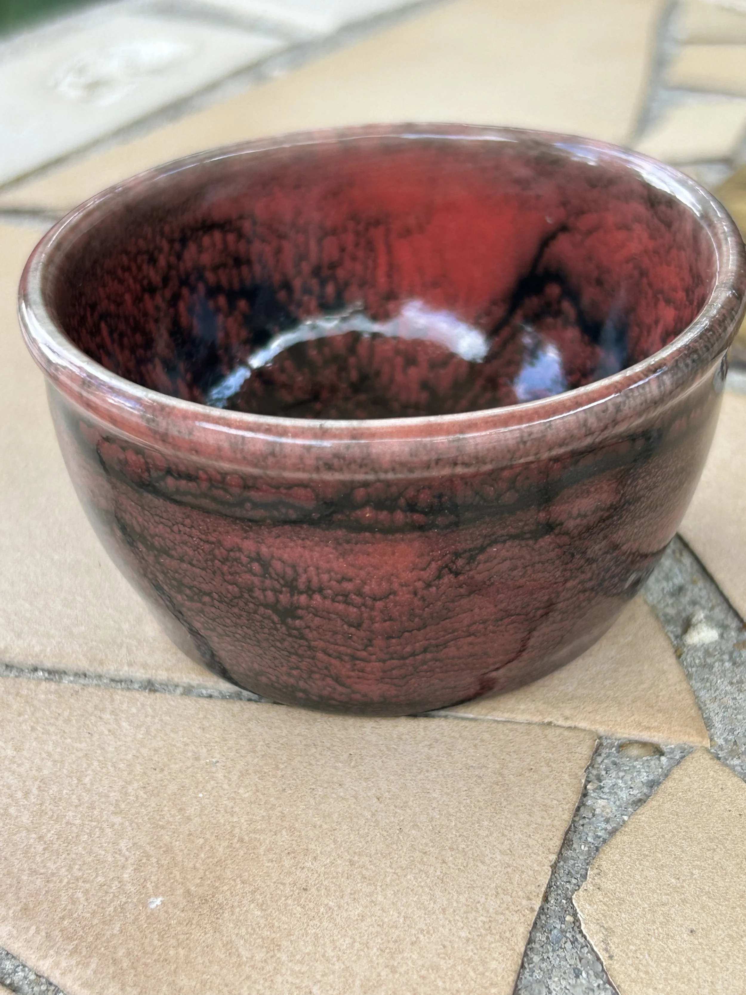 Porcelain Black & Pink Glazed Small Trinket Bowl