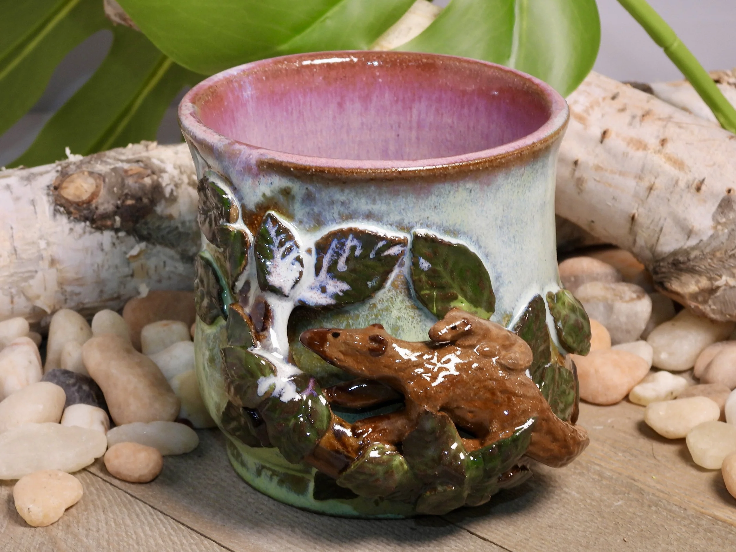 Pangolin Mom and Baby Ceramic Handle-less Mug Cup