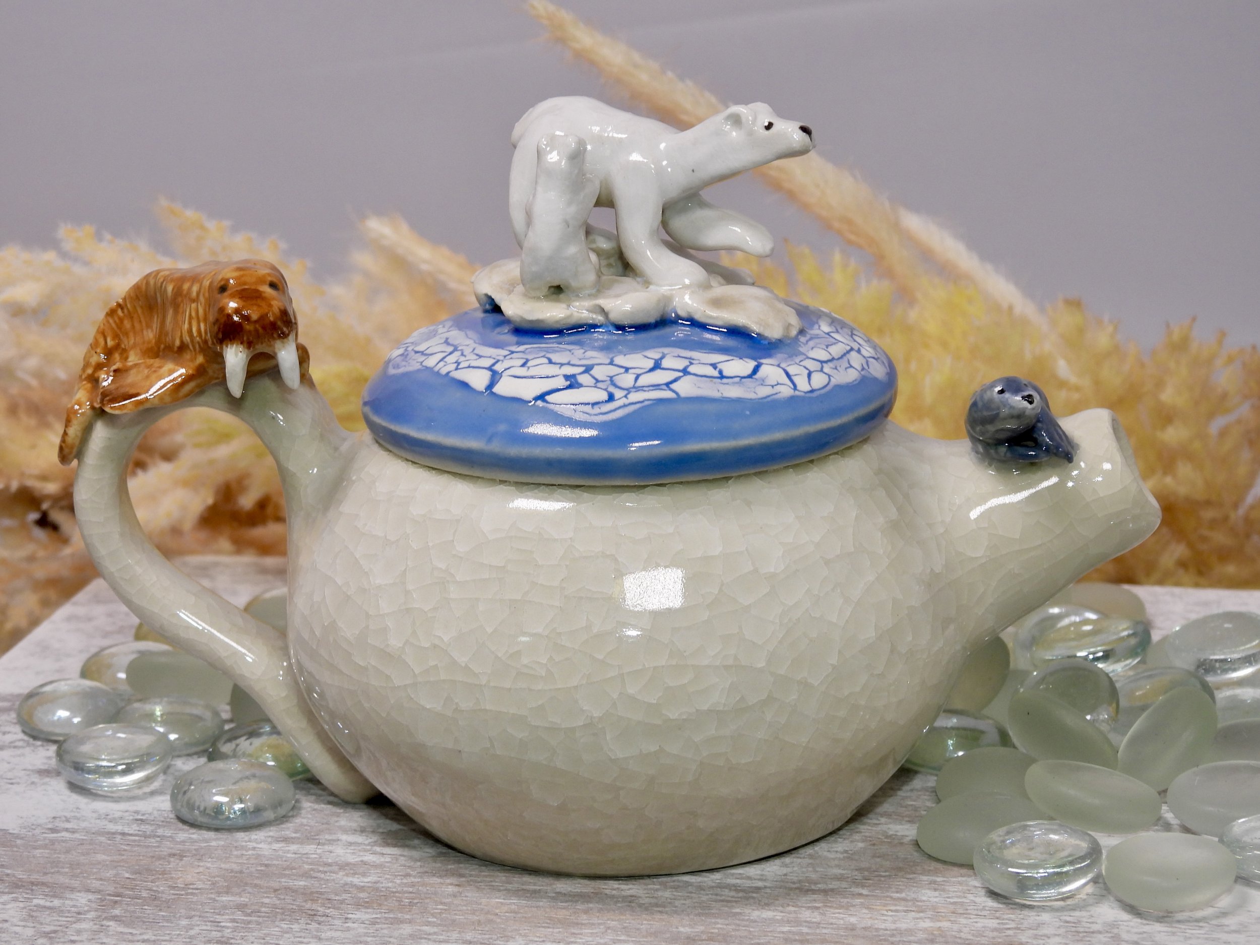 Arctic Polar Bear, Seal, Walrus, Beluga, Narwhal Teapot