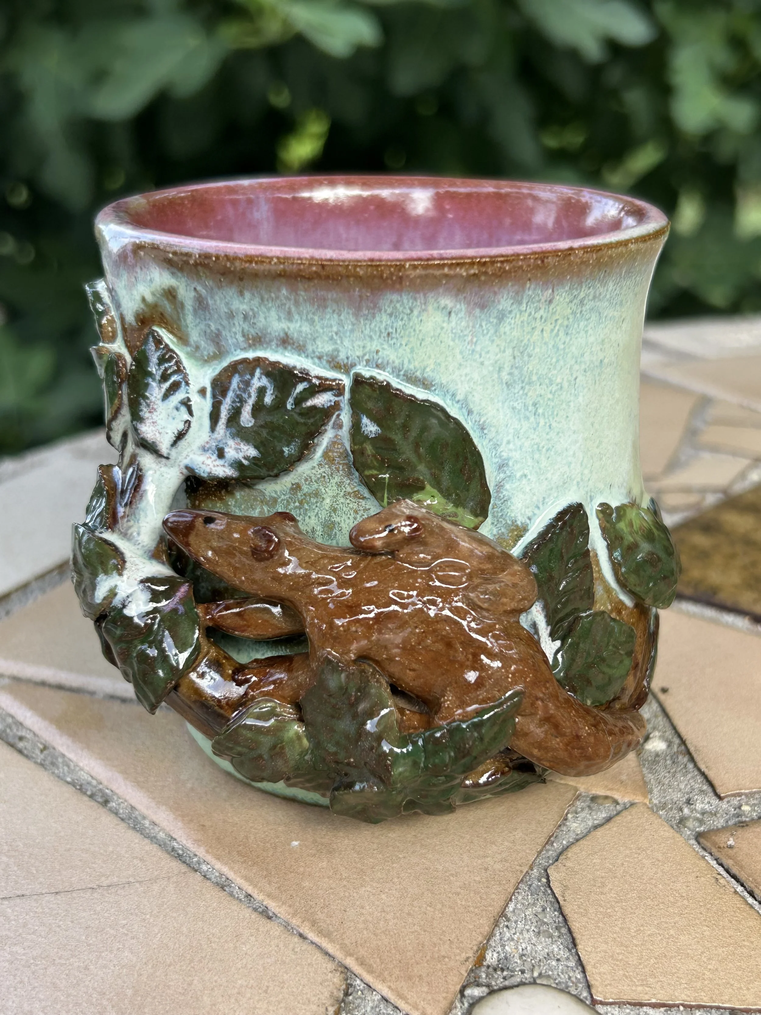 Pangolin Mom and Baby Ceramic Handle-less Mug Cup