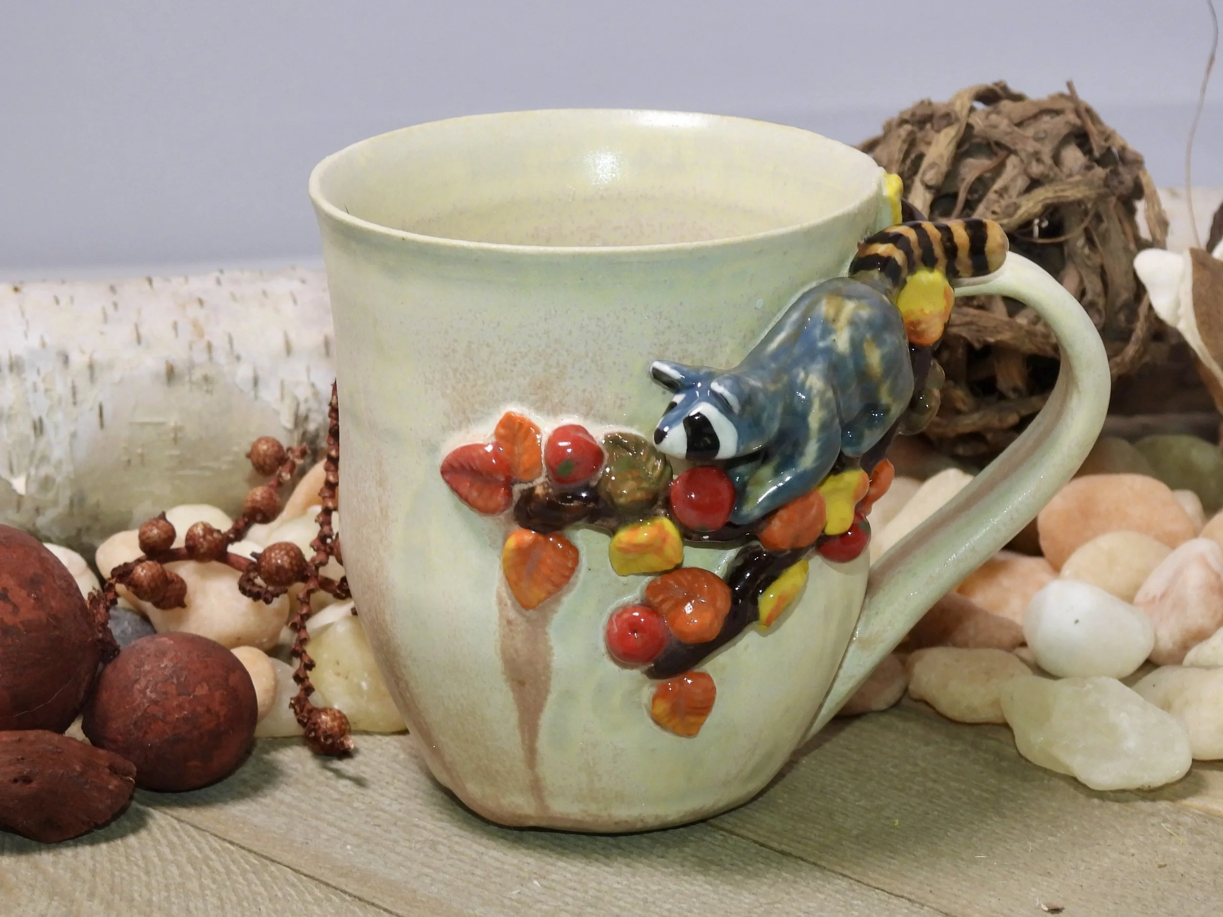 Autumn Raccoon Ceramic Mug