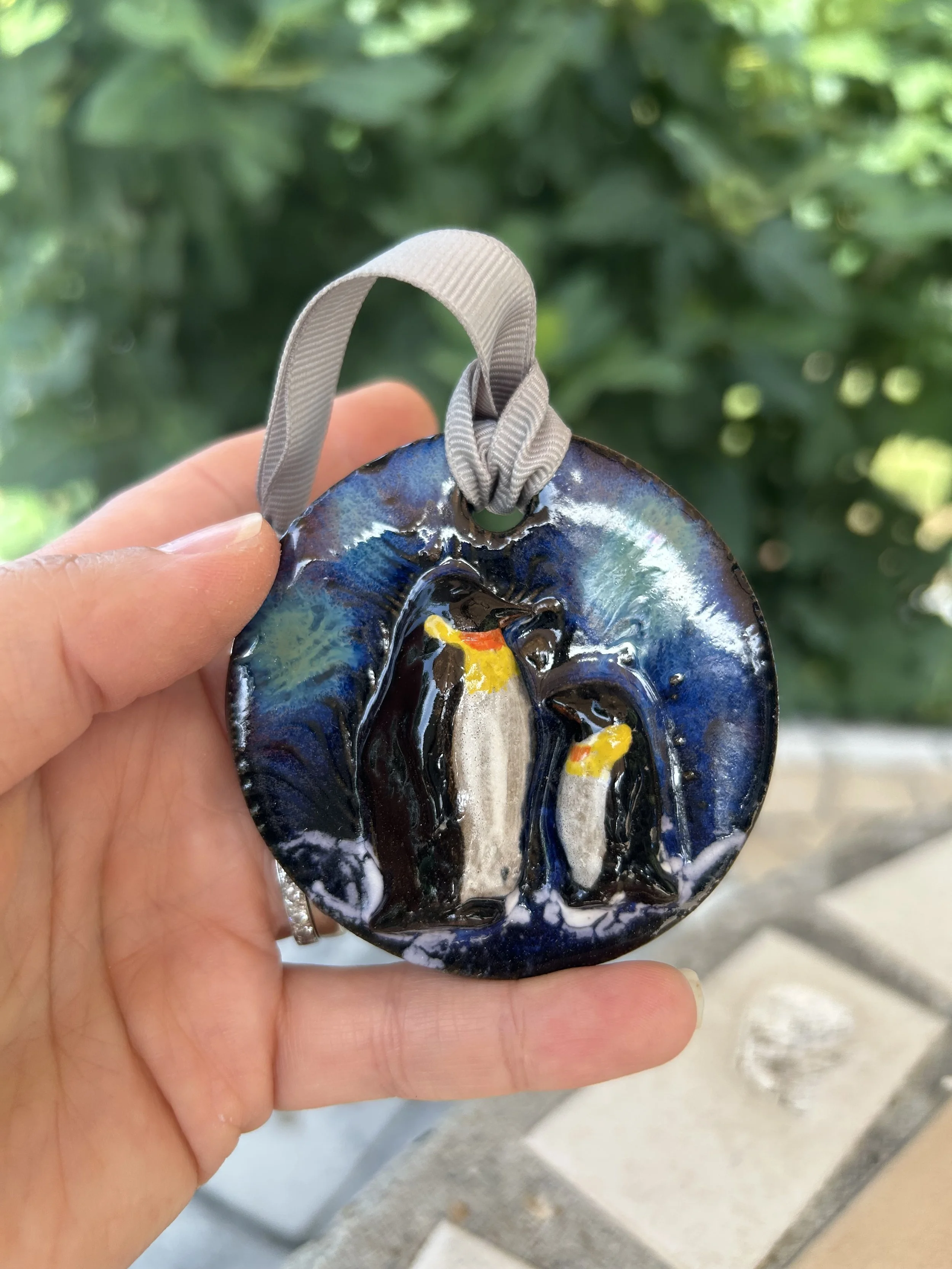 Emperor Penguin Christmas Holiday Ceramic Ornament