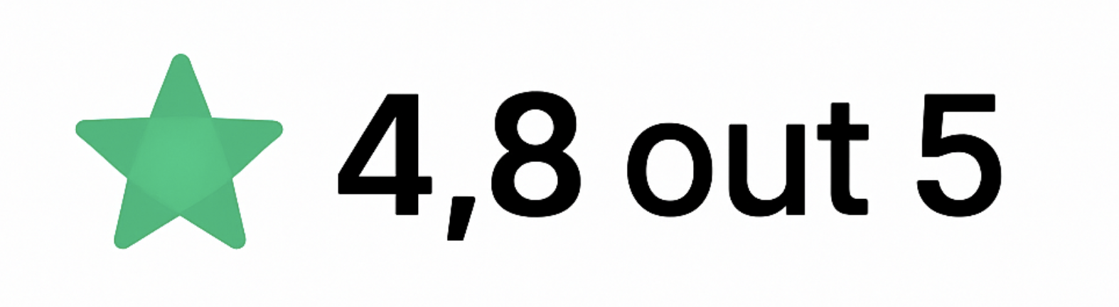 Five-star rating with four and a half stars filled, displaying a 4.8 out of 5 rating.