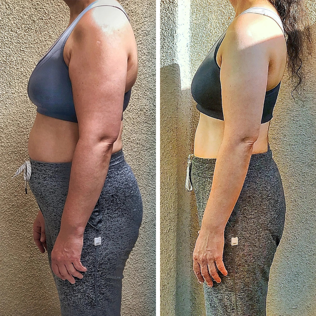 With 6 months of reforming her nutrition and lifestyle, this client achieved her goal weight and improved her health.