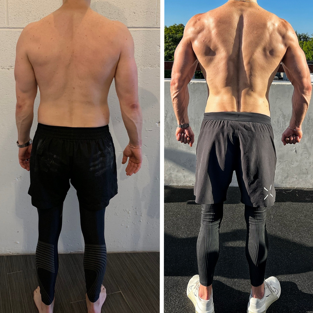 You can see how much muscle and shape this client built over the years here.