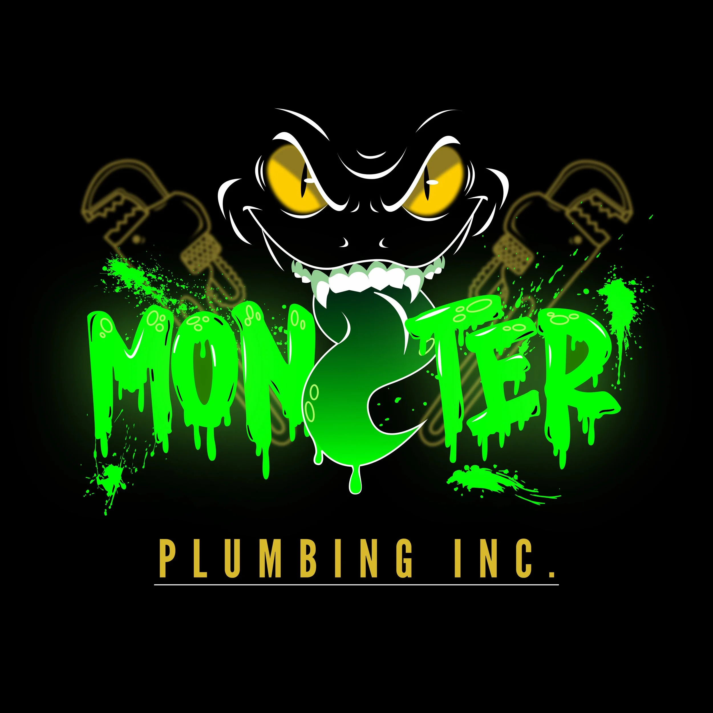Monster Plumbing Inc Custom logo maid by Son because this is a family owned and operated business.