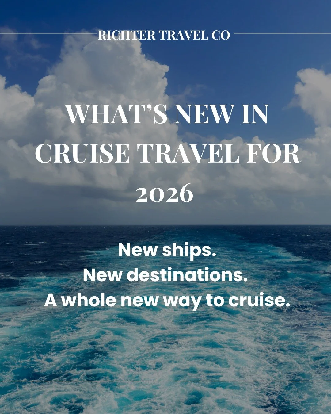 Cruise travel in 2026 is entering a new era. 
From ultra-luxury yachts and boutique ships to expanded itineraries across Asia, Europe, and even Antarctica, the future of cruising is more refined, immersive, and experience-driven than ever.

I&rsquo;v
