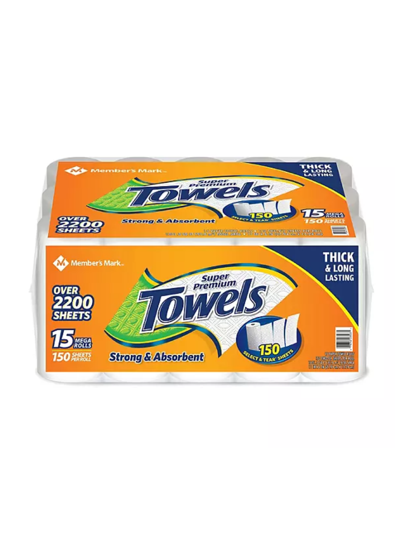 MEMBER'S MARK SELECT & TEAR 2-PLY PAPER TOWELS 15 ROLLS