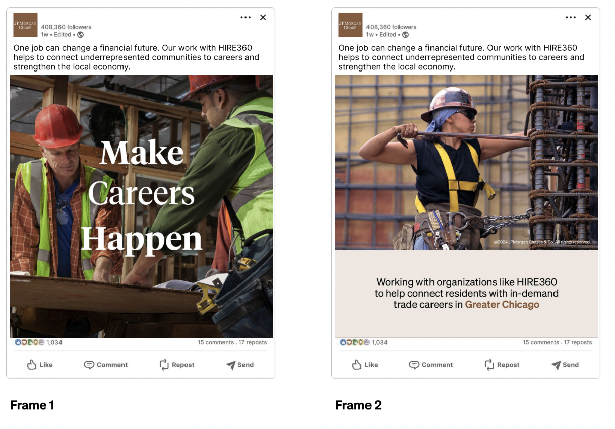 Social ads from the global “Make Happen” local public affairs campaign for JPMorganChase.  