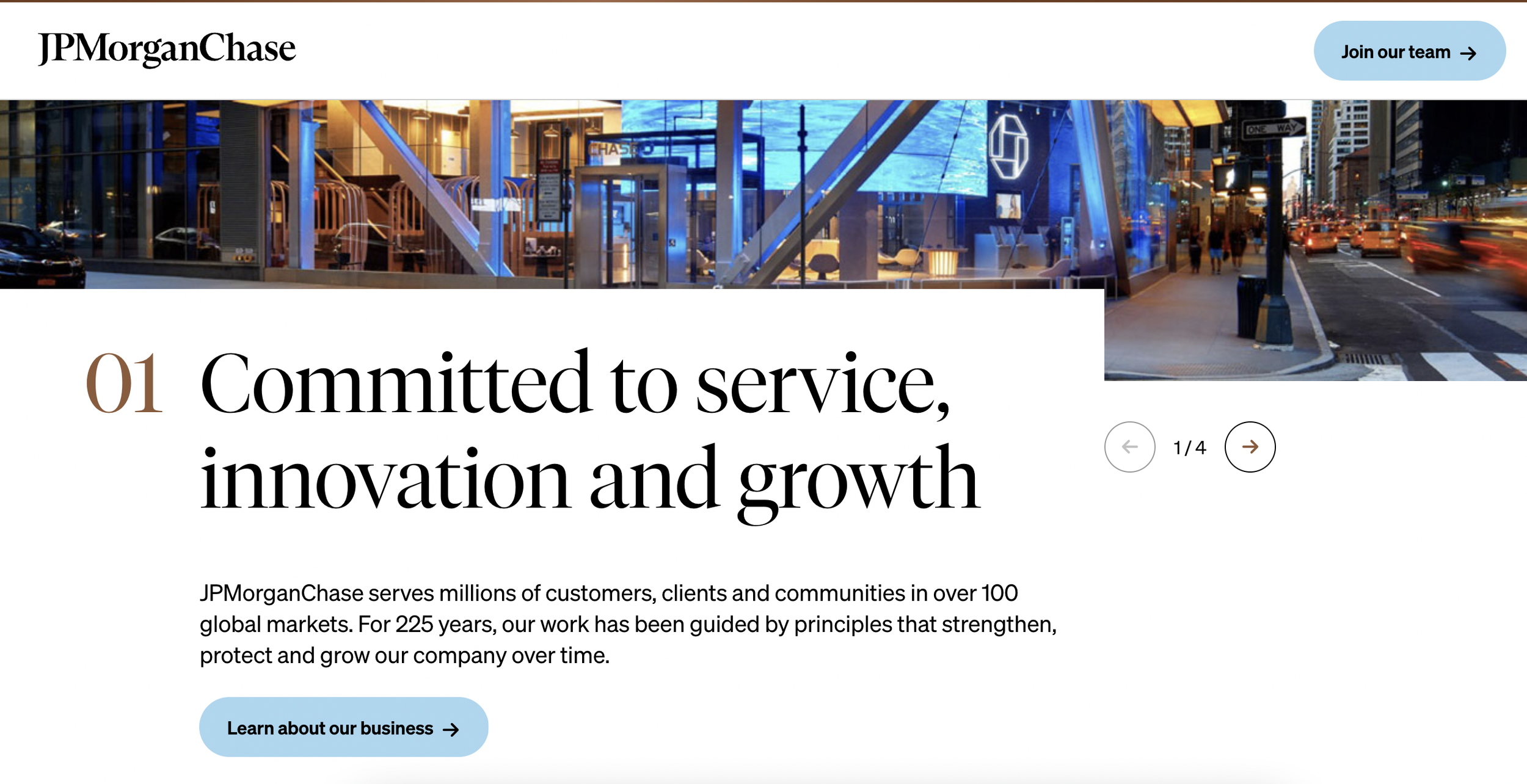  I was responsible for writing and consulting on all copy-related aspects of the 2024 website redesign for JPMorganChase.  Click here   to take a look around.   