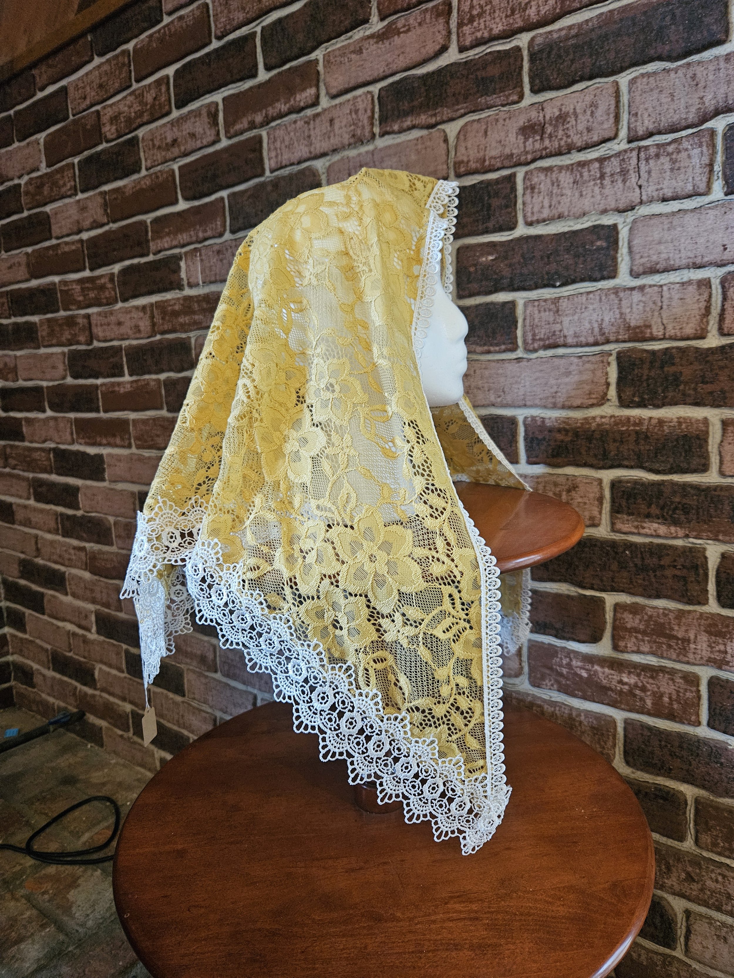 Yellow with Double Scallop trim Large Triangle
