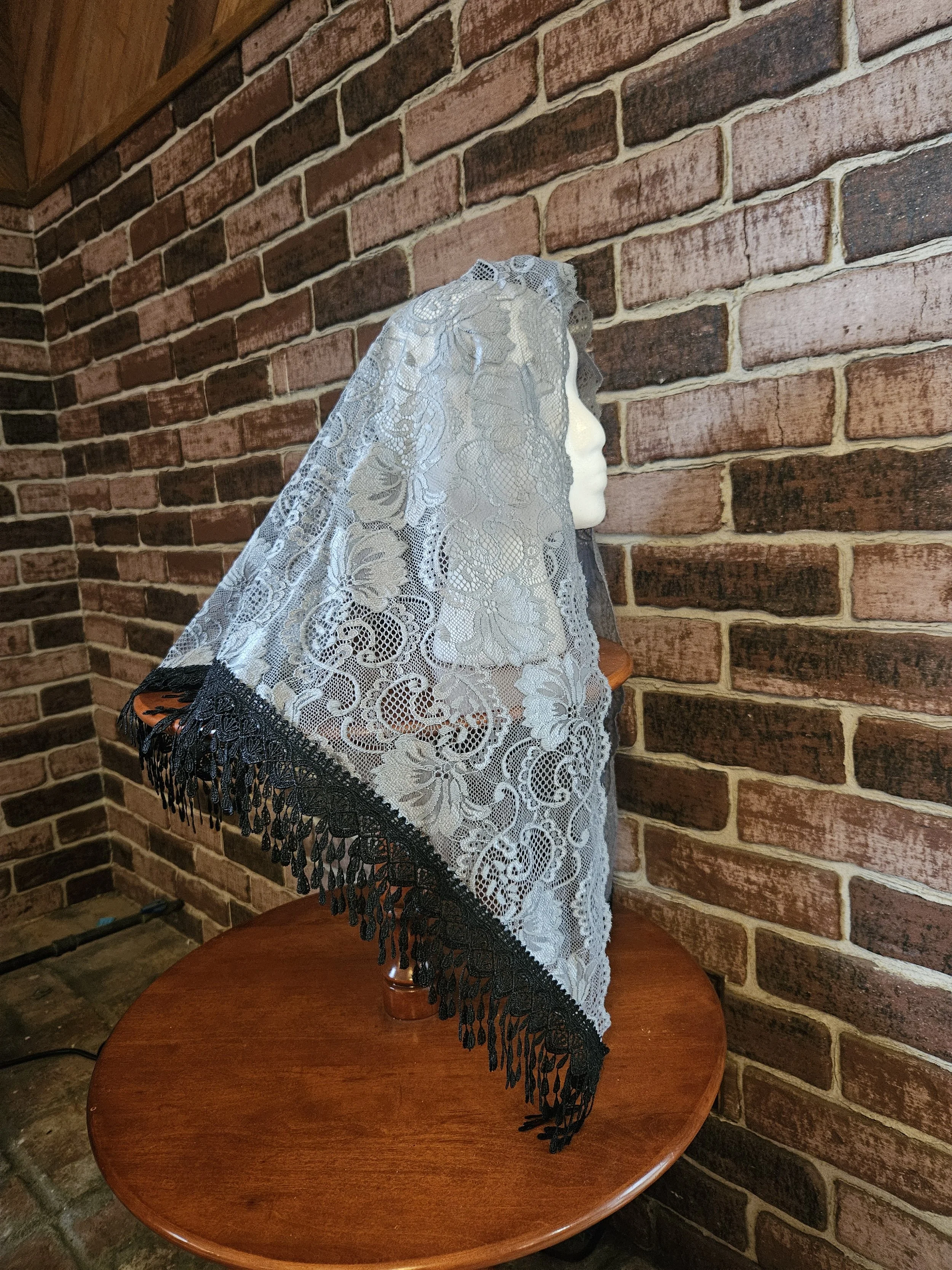 Gray with Dangle trim Large Triangle