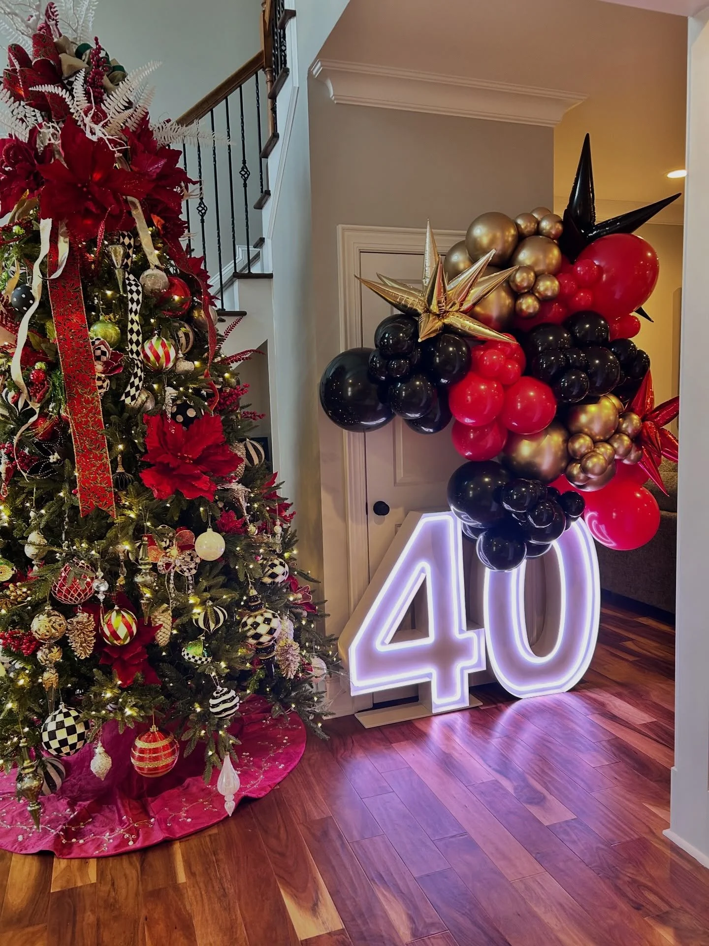 Celebrating a 40th anniversary-Christmas style 
(I couldn&rsquo;t hang on to this one for 11 more months) 

*Link in the bio to order balloons + marquees*

#greenvillenc #ecupirates#greenvilleballoons #greenvillemarquees #stellarmarquees