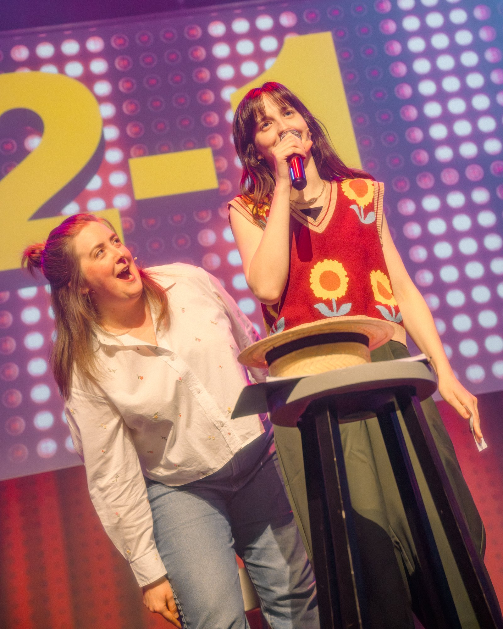 Performing in "Sweet Home Amsterdama" with Katie Nixon at Boom Chicago (photo by Nick Helderman)