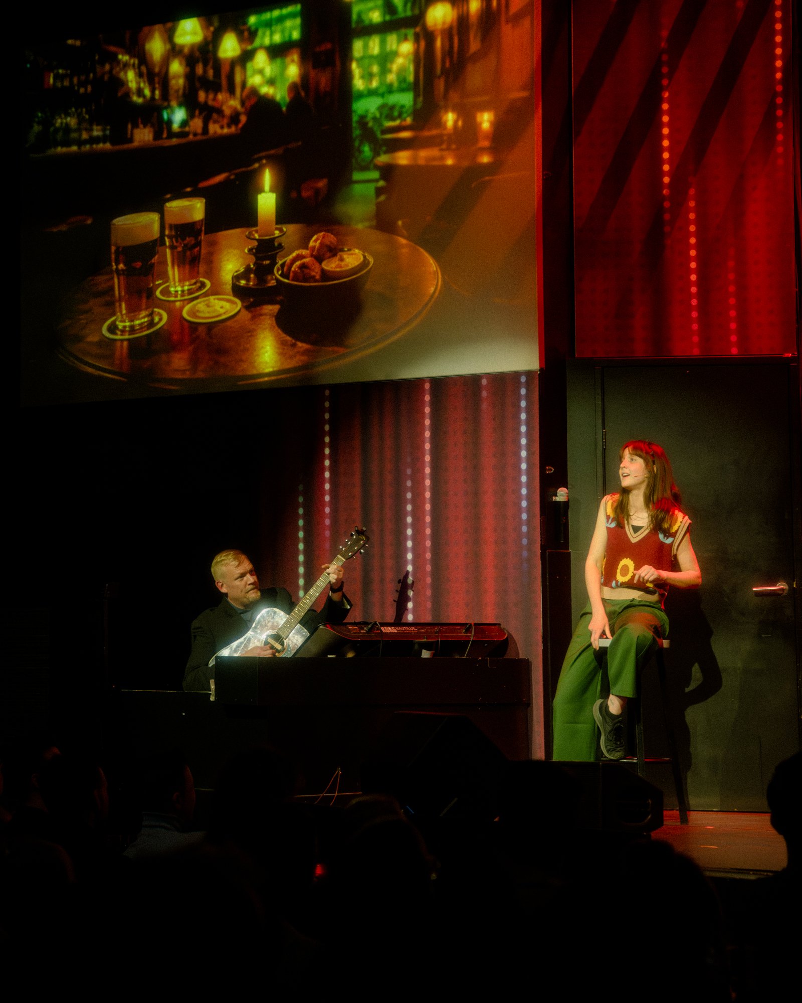 Performing in "Sweet Home Amsterdama" with Brad Kemp at Boom Chicago (photo by Nick Helderman)