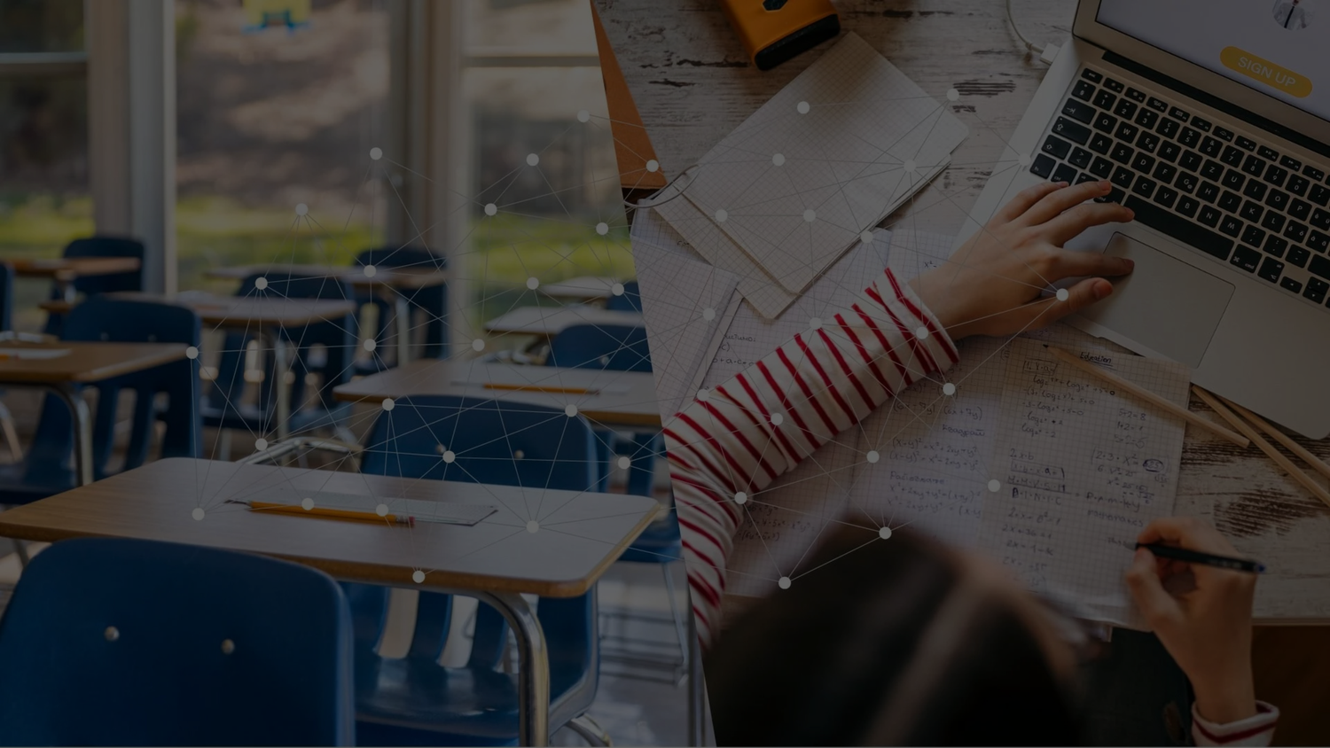 A student working in a classroom