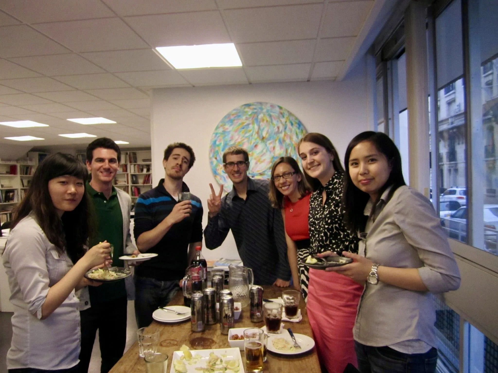 Group dinner at the office from summer internship at ARCAS in Paris.
