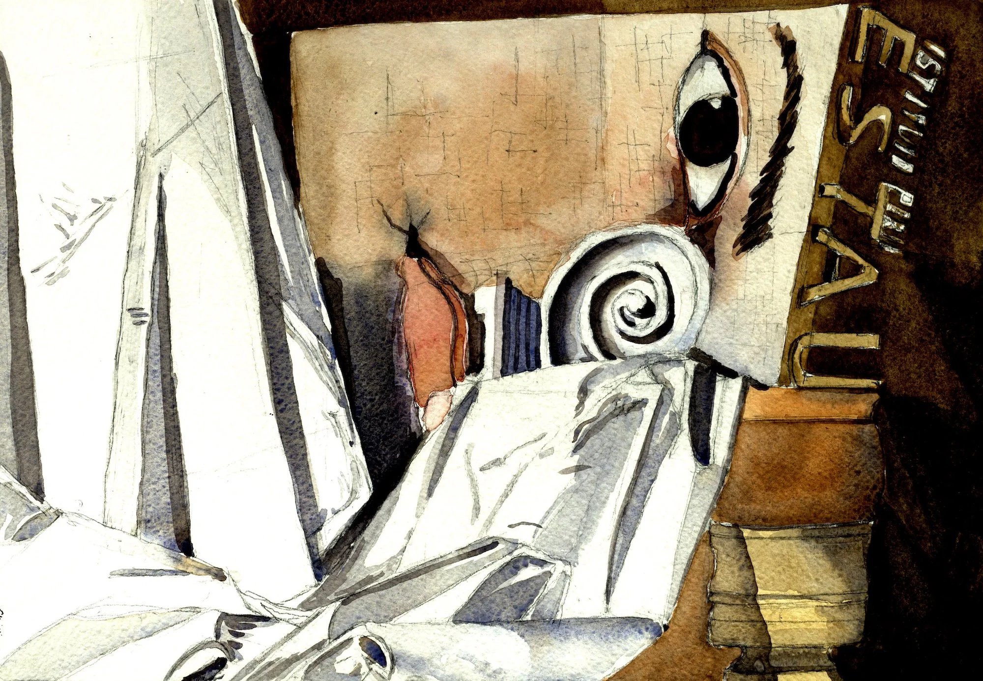 Watercolor still life from my year studying abroad in Rome, Italy
