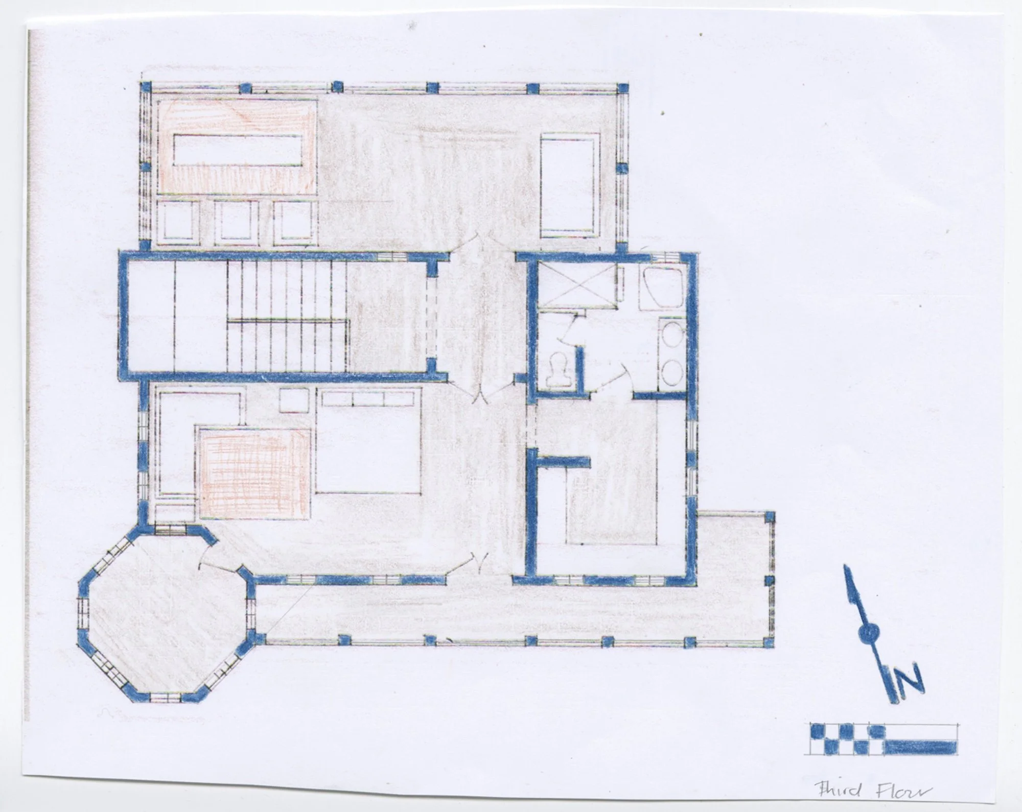 Floor plan of proposed house at Seaside Florida for design studio at Notre Dame