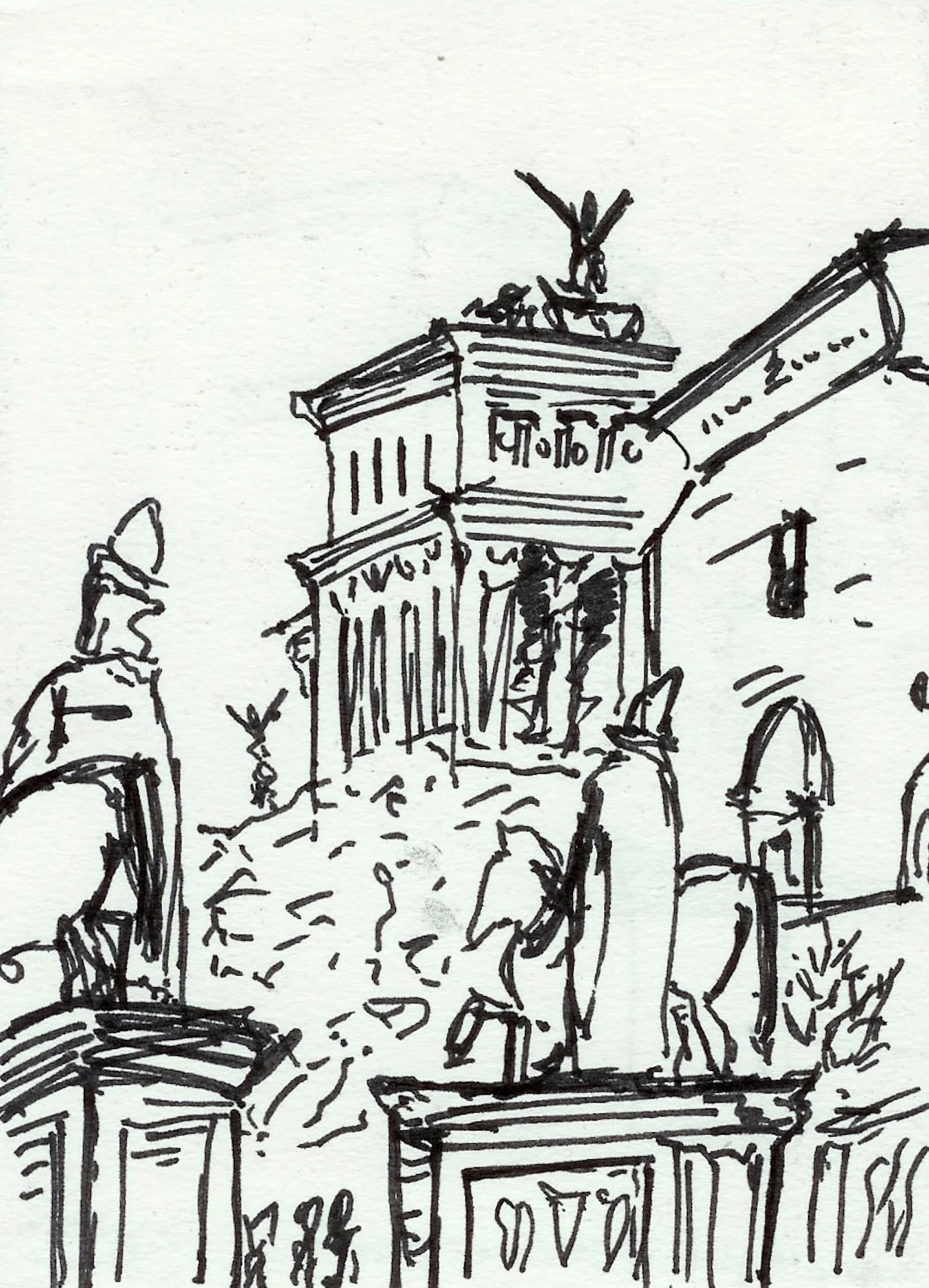 A marker sketch of the Campidoglio in Rome, Italy
