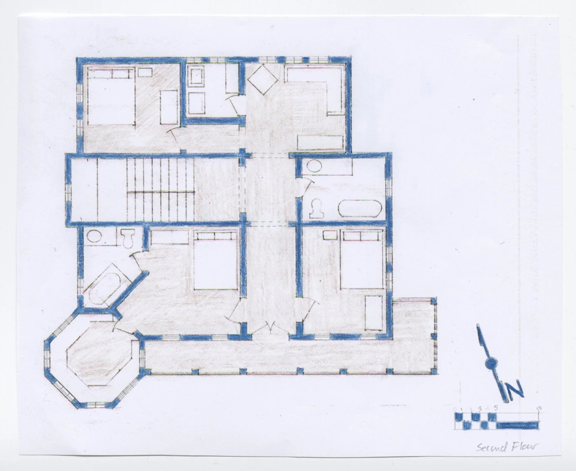 Floor plan of proposed house at Seaside Florida for design studio at Notre Dame