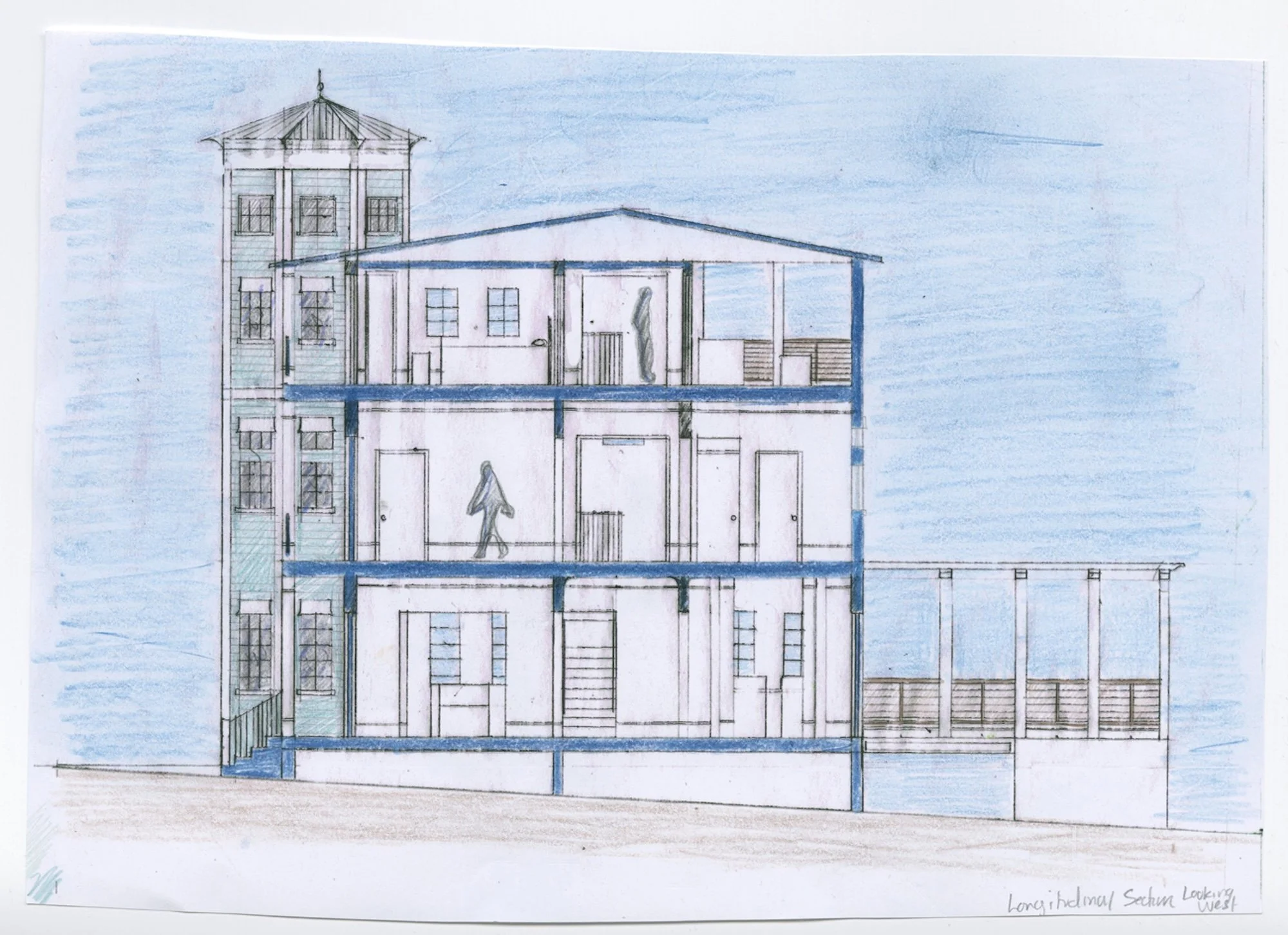 Section of proposed house at Seaside Florida for design studio at Notre Dame