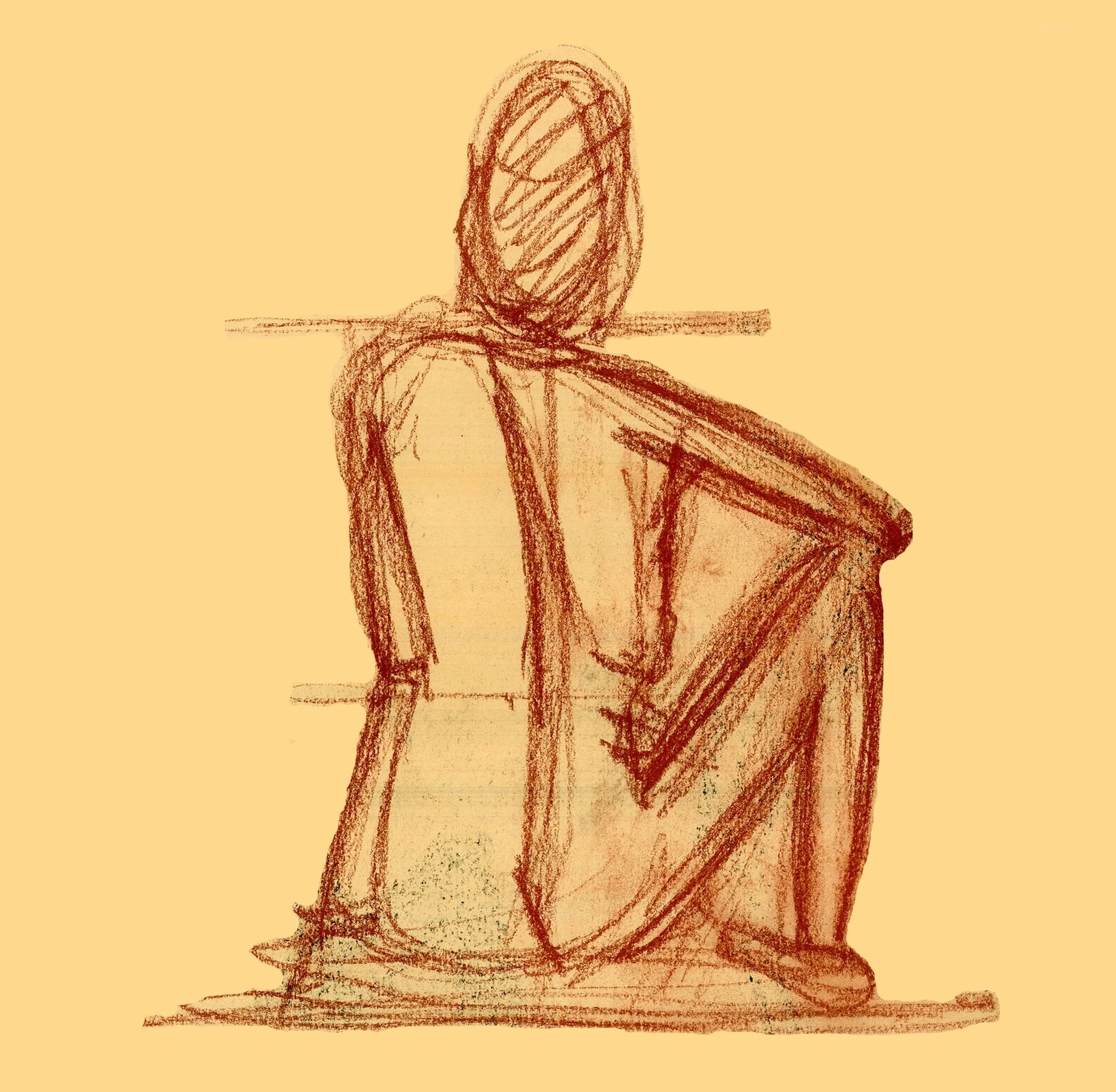 A charcoal sketch of a nude woman.